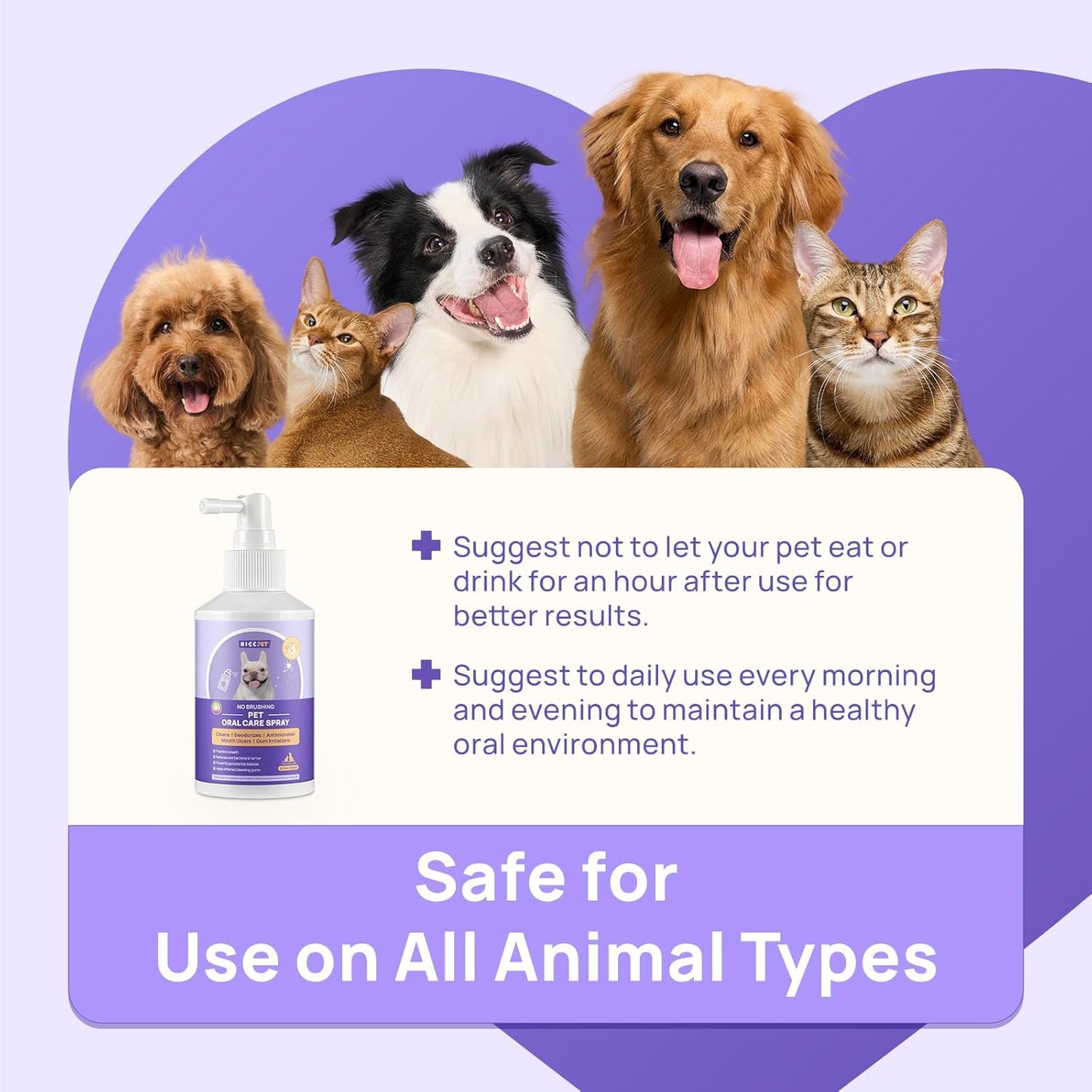 HICC PET Dog Dental Care Spray, Dog Breath Freshener