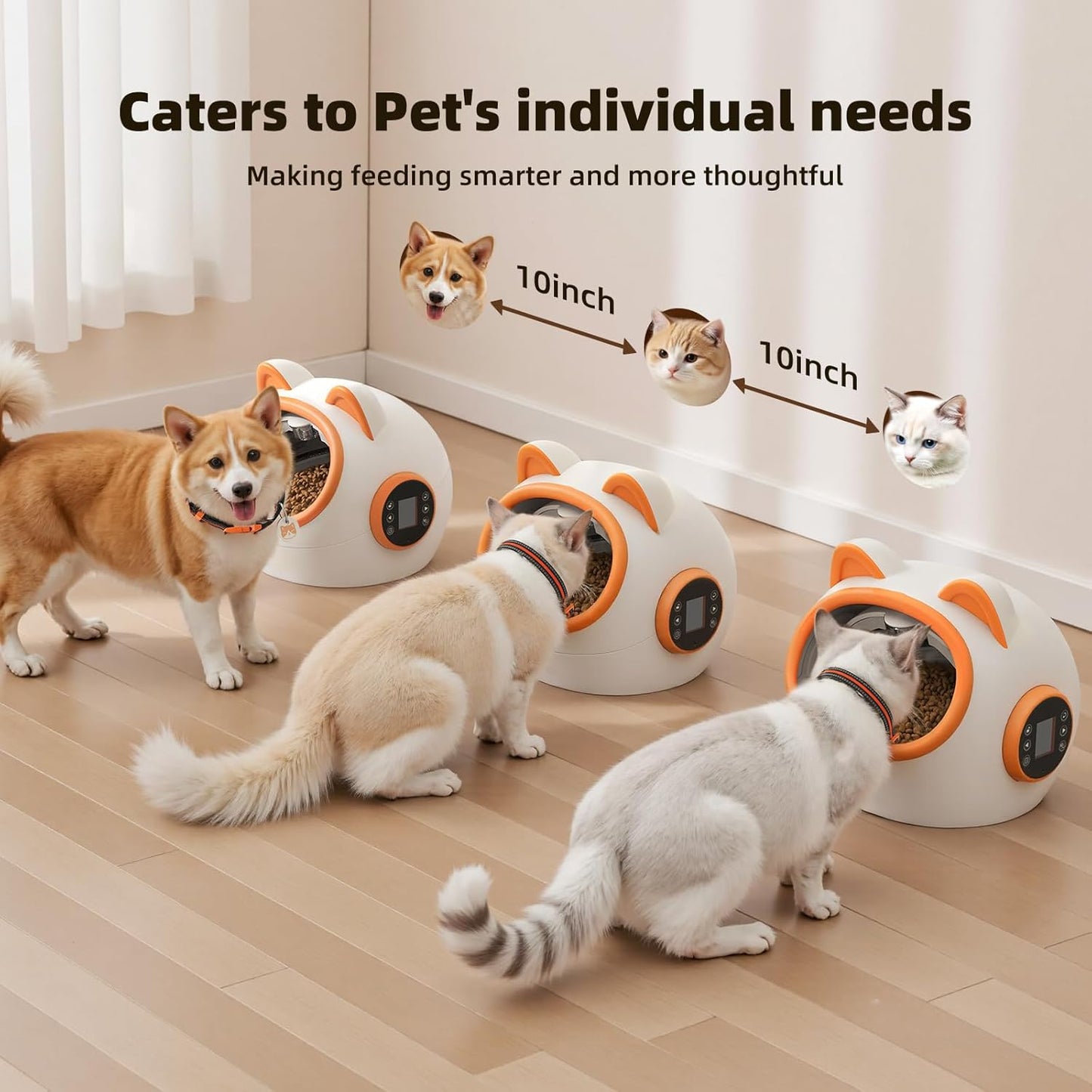 RFID Cat Feeder with Collar Sensors – Automatic Timed Pet Feeder for Multi-Cat, 4 Feeding Modes