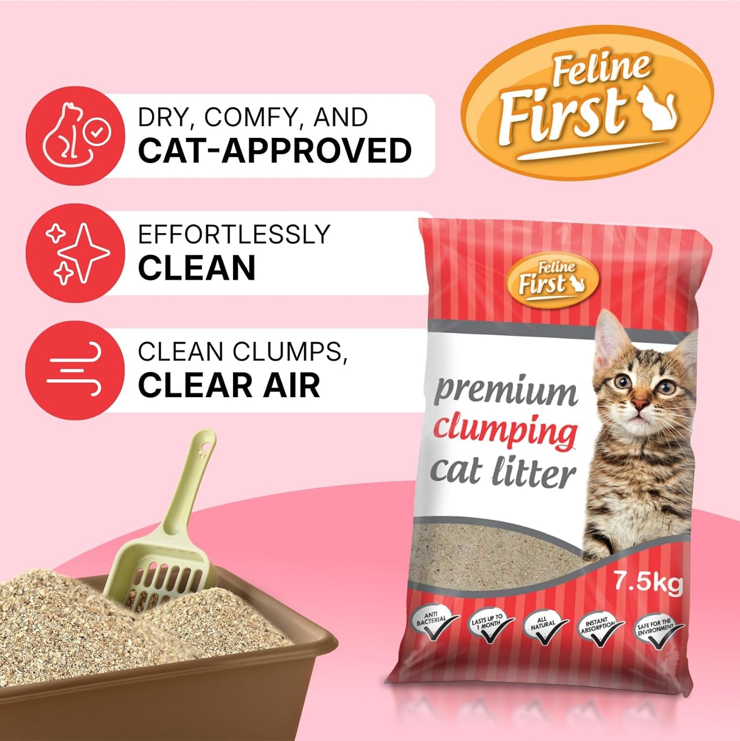 Feline First Clumping Cat Litter, 7.5kg