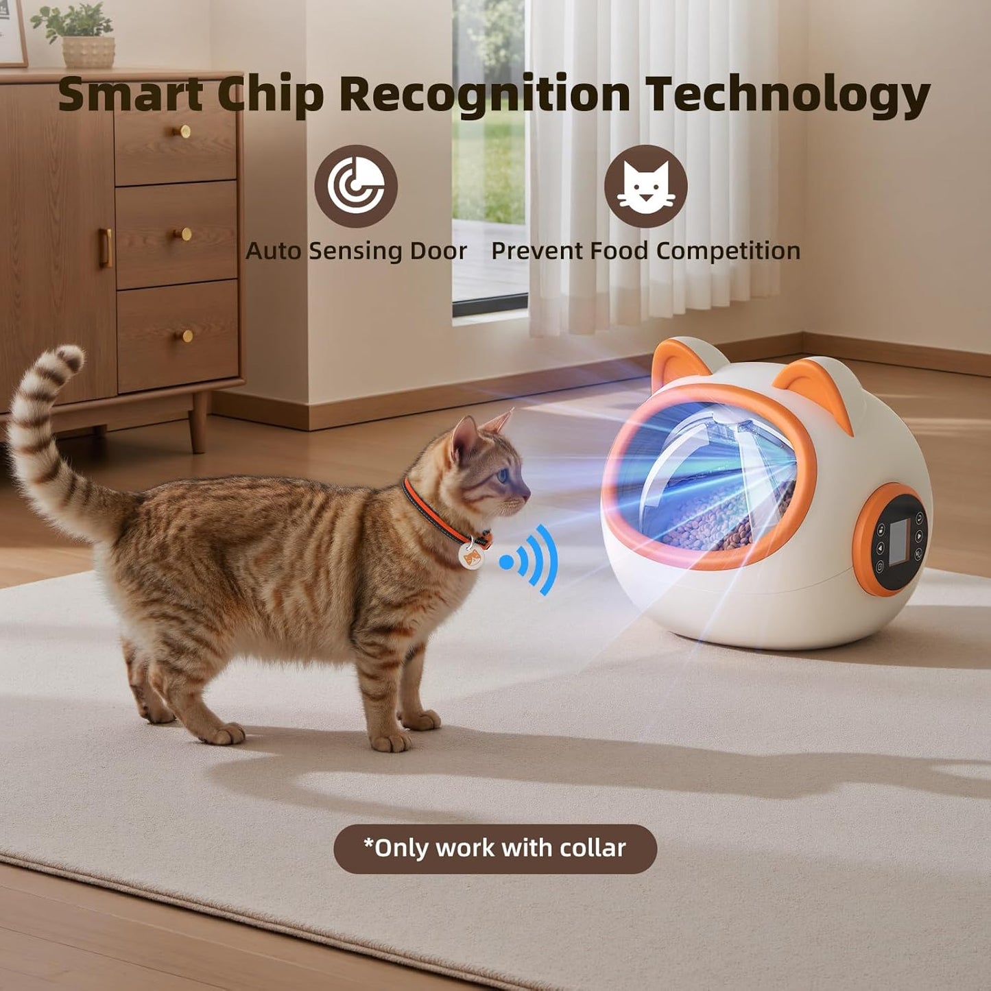 RFID Cat Feeder with Collar Sensors – Automatic Timed Pet Feeder for Multi-Cat, 4 Feeding Modes