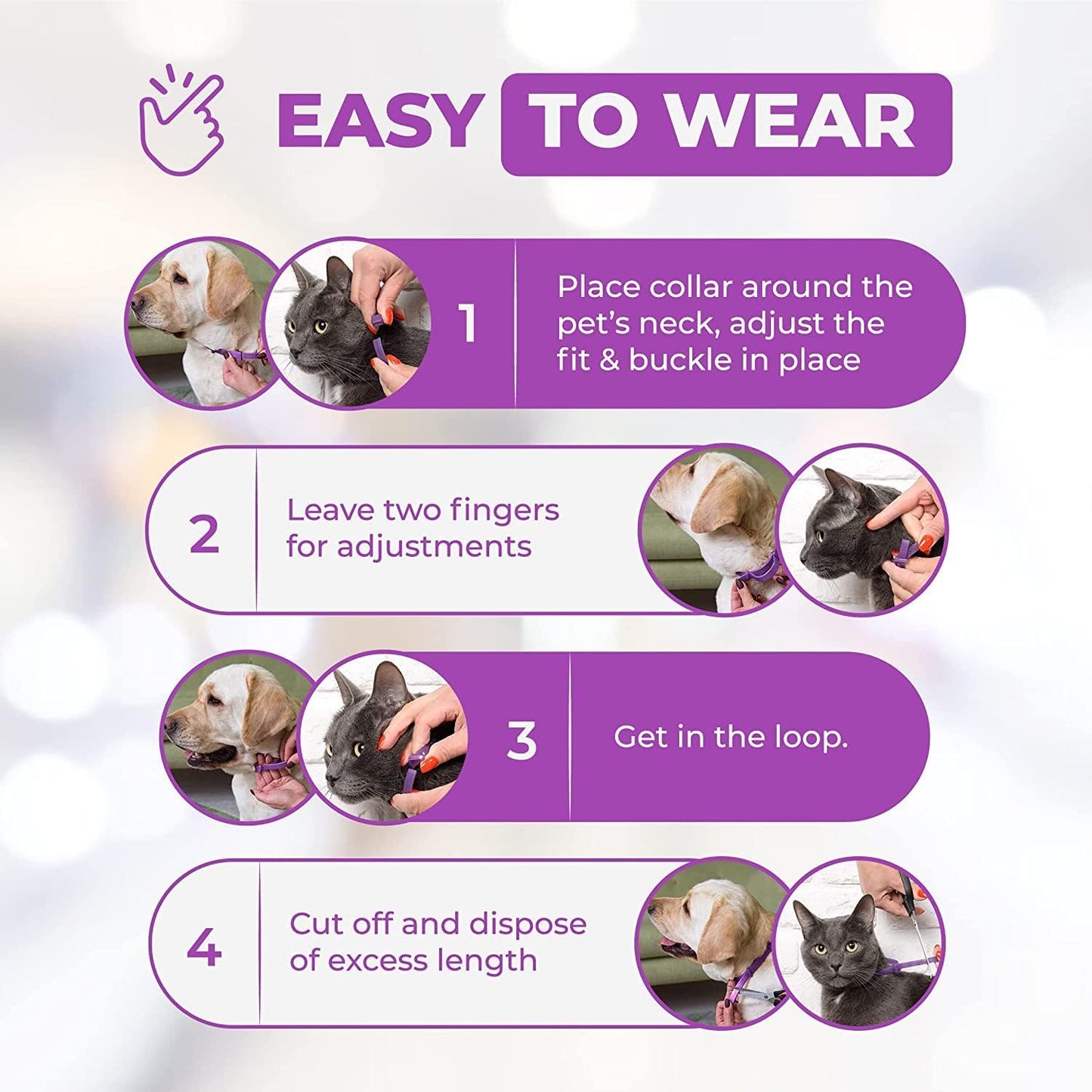 Calming Collar for Cats 4 Pack, Pheromone Infused Collar, Natural Ingredients for Anxiety and Stress Relief