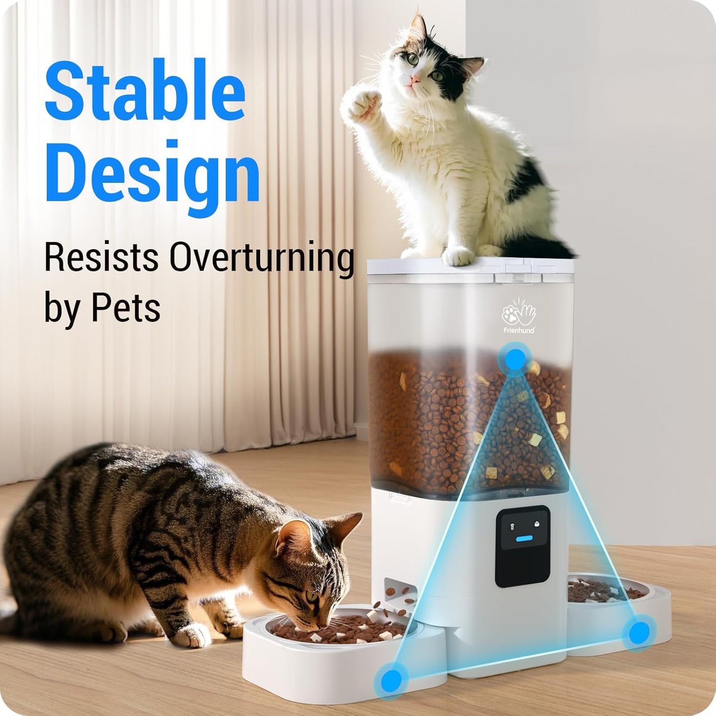 Frienhund Automatic Cat Feeder with Slow Feed for 2 Cats: 5G WiFi Automatic Dog Feeder