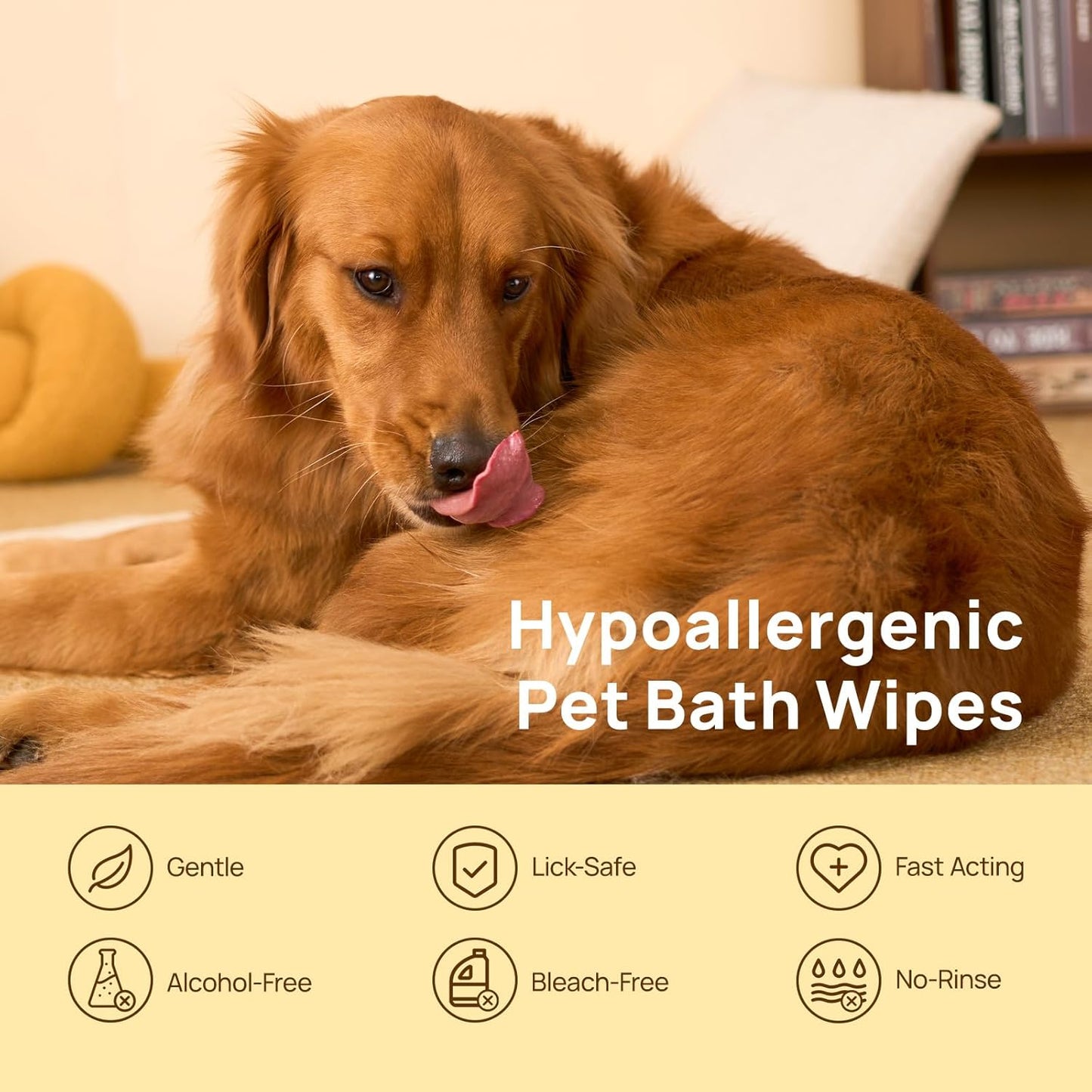 HICC PET Cleaning Deodorizing Glove Wipes for Dogs & Cats, Vet Recommended Hypoallergenic Pet Cleaning and Hydrating Glove Wipes