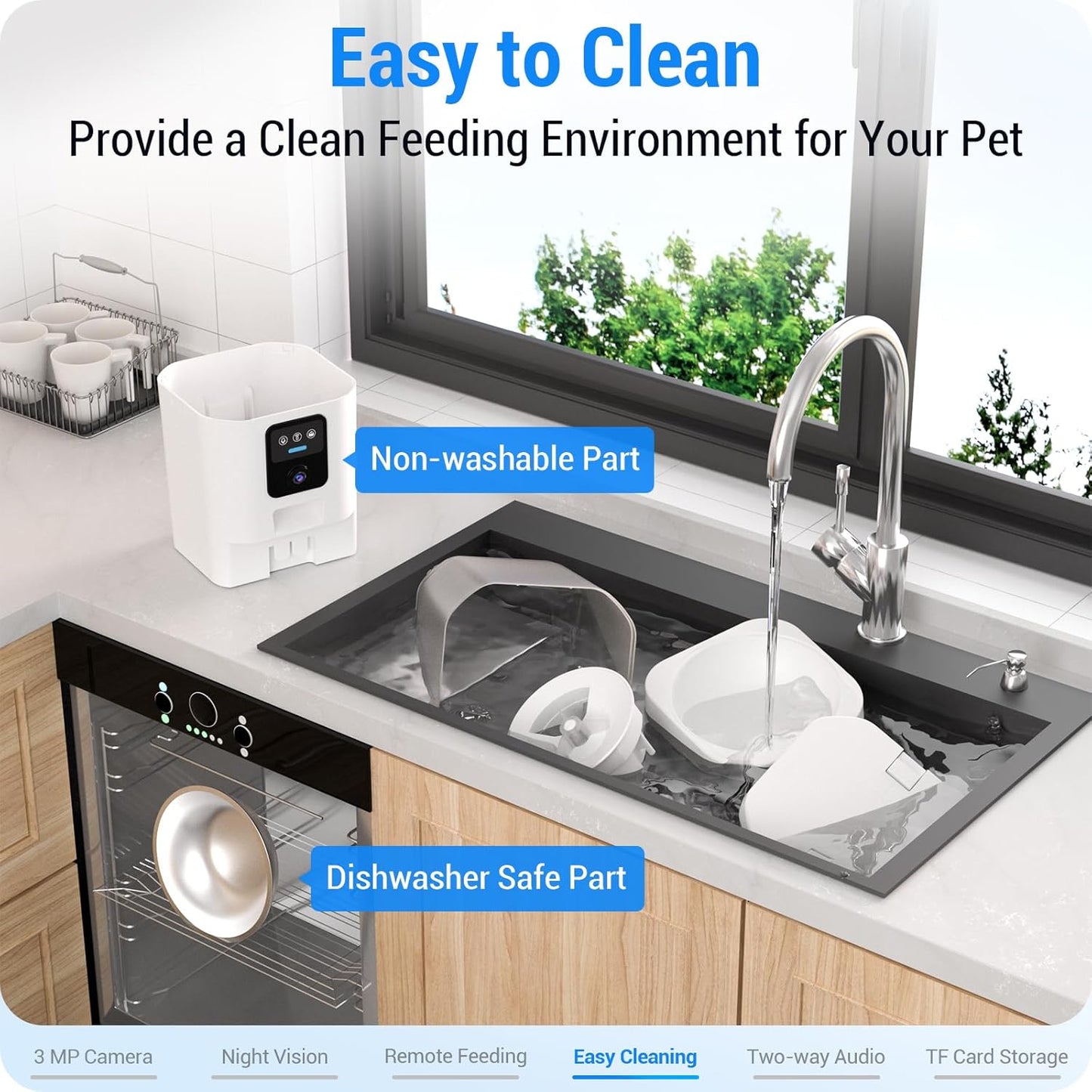 Frienhund Automatic Cat Feeder with 2K Camera: Automatic Dog Feeder with Night Vision, 7L
