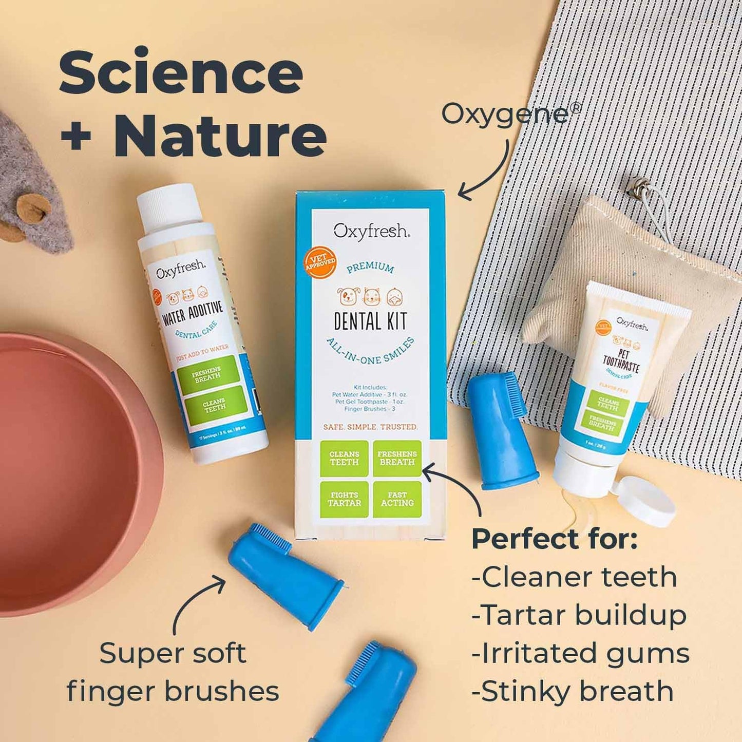 Oxyfresh Premium Pet Dental Kit for Dogs & Cats – Easy Solution for Fresh Breath