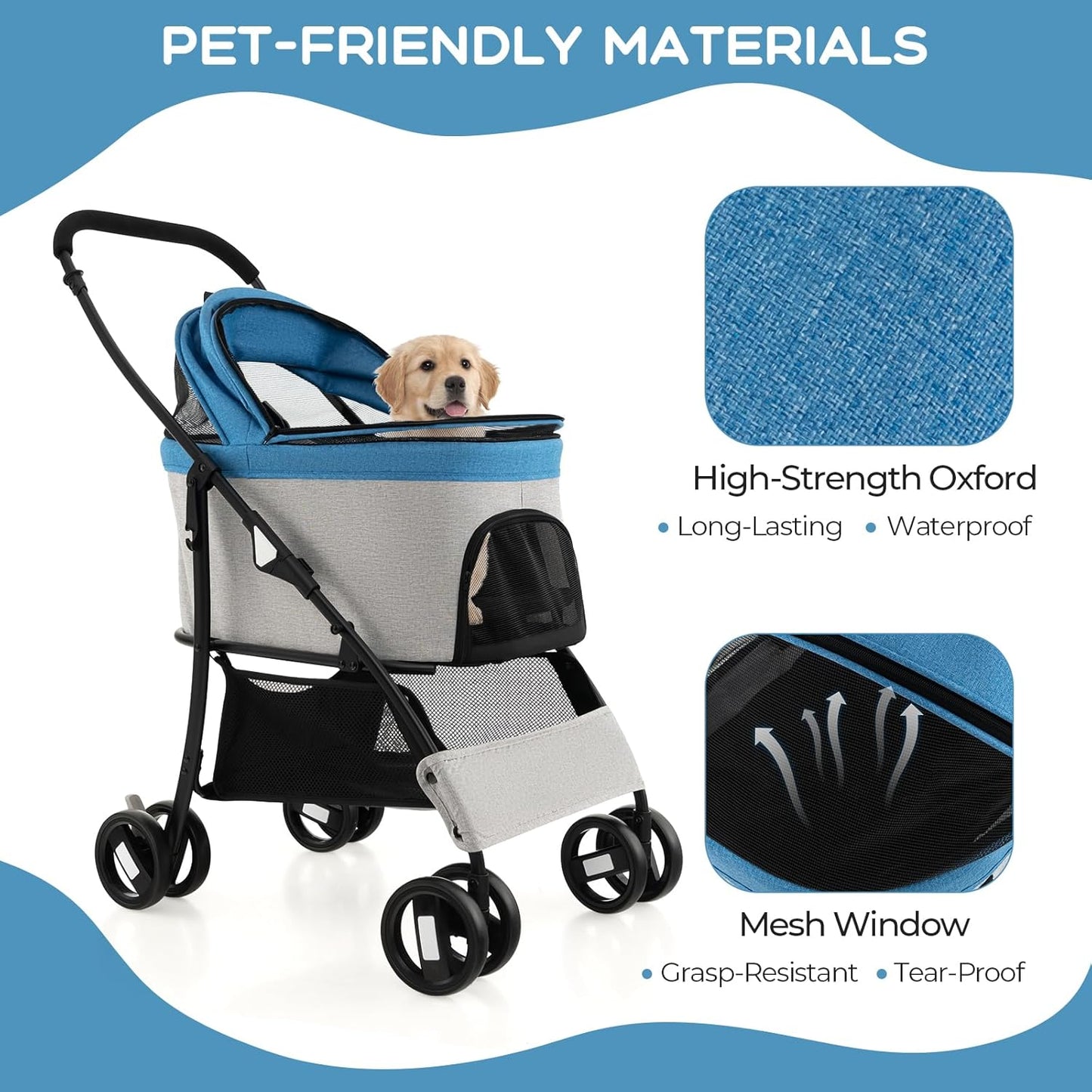 Costway 3-In-1 Pet Stroller with Removable Car Seat Carrier