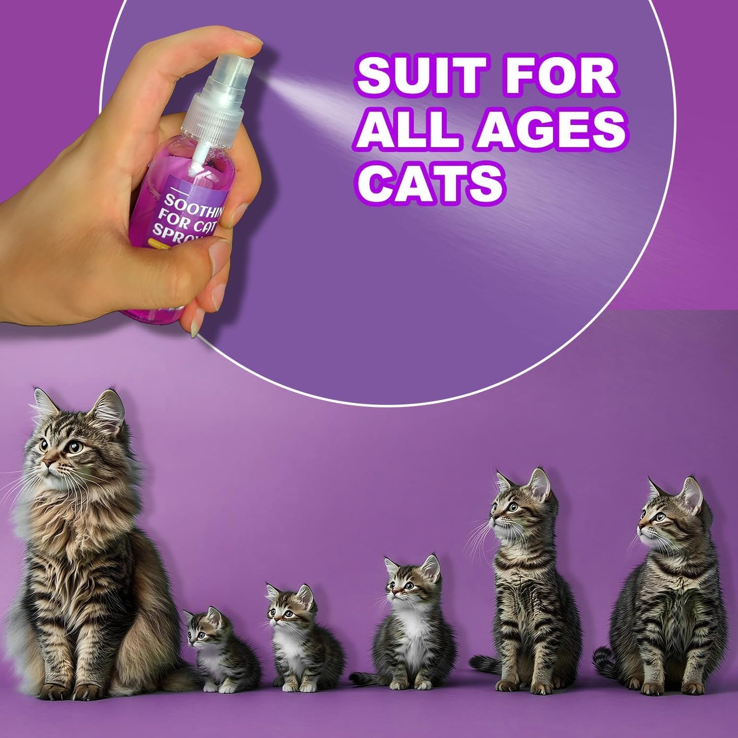 Cat Calming Spray, Natural Calming Solution for Cats Cat Pheromone Calming Spray, Reduce Stress, Anxiety, Scratching, Hiding. Protect Furniture and Floors, Suit For Home, Travel, Vet Visits, 4 PACKS