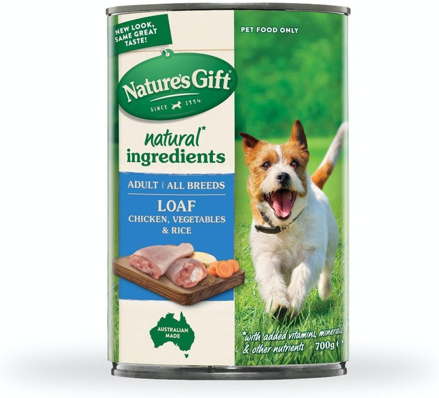 Nature's Gift Adult Wet Dog Food in Can, Loaf with Chicken, Vegetables & Rice 12x700g
