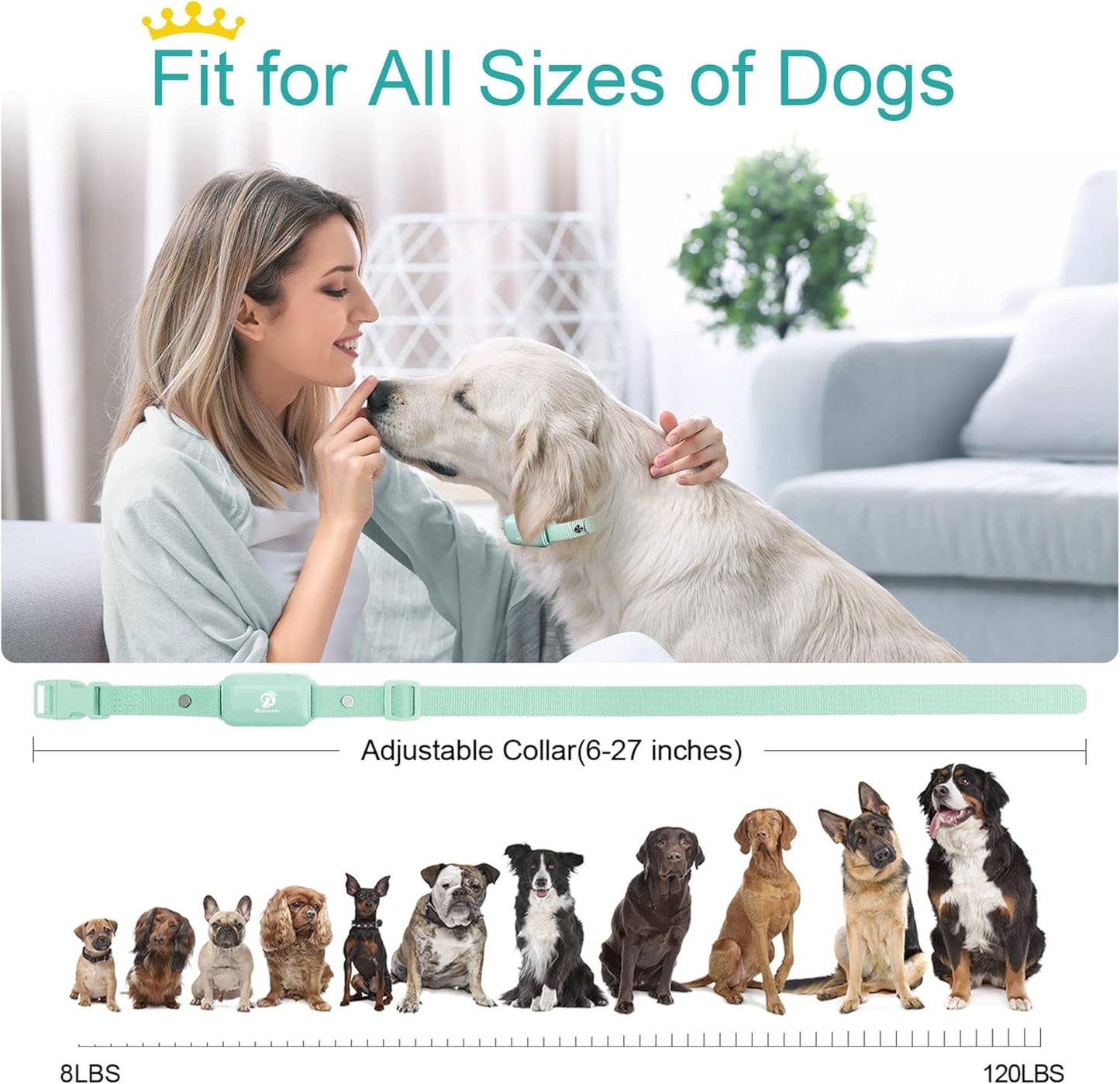 Bousnic Shock Collar for Dogs - Waterproof Rechargeable Dog Electric Training Collar
