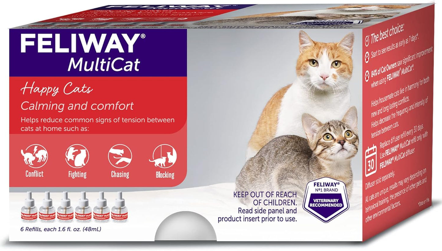 FELIWAY® MultiCat 6 x 30 Day Cat Calming Refills for Pheromone Diffuser, 6 x 48ml