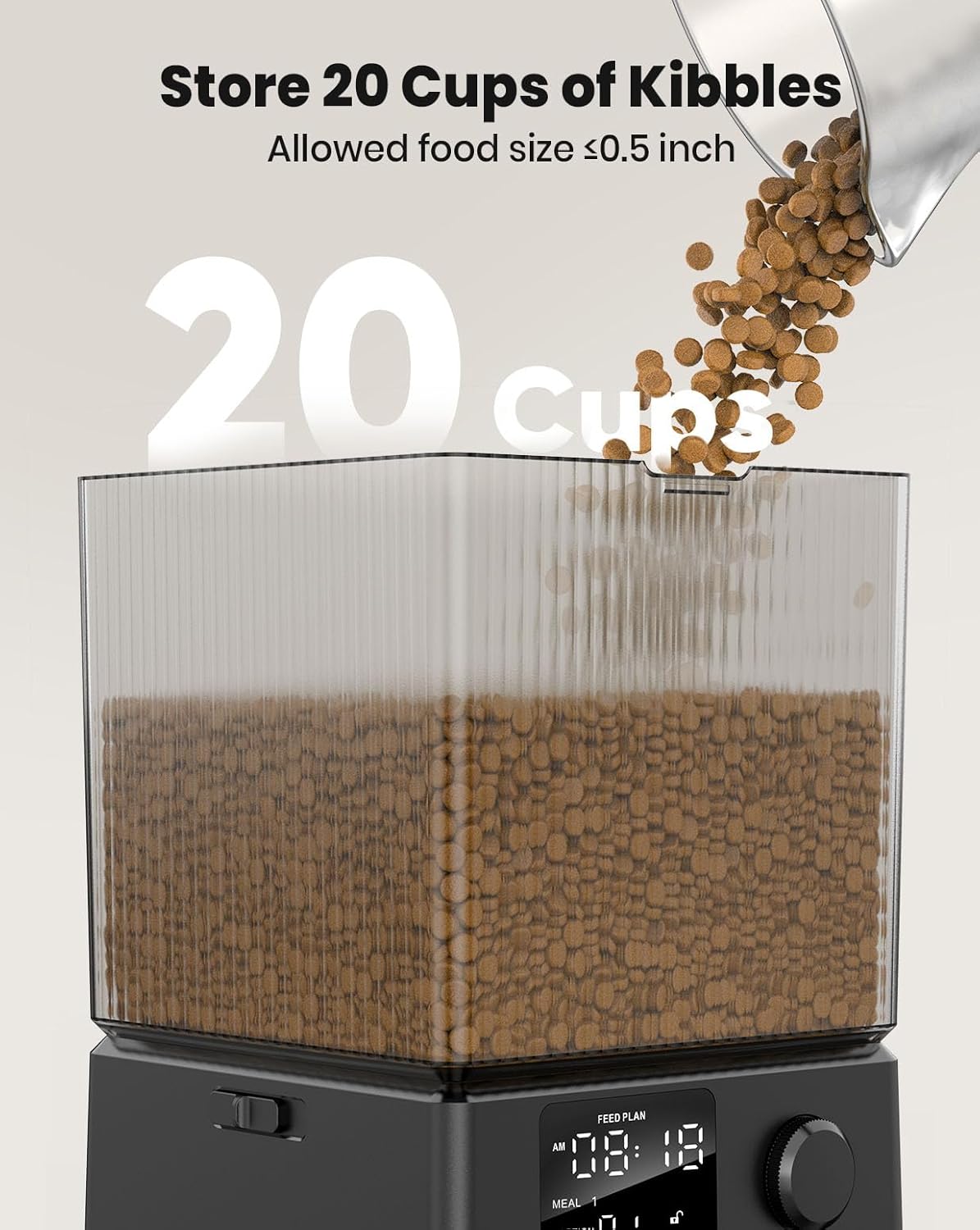 oneisall Automatic Cat Feeder for 2 Cats, 20 Cups/5L