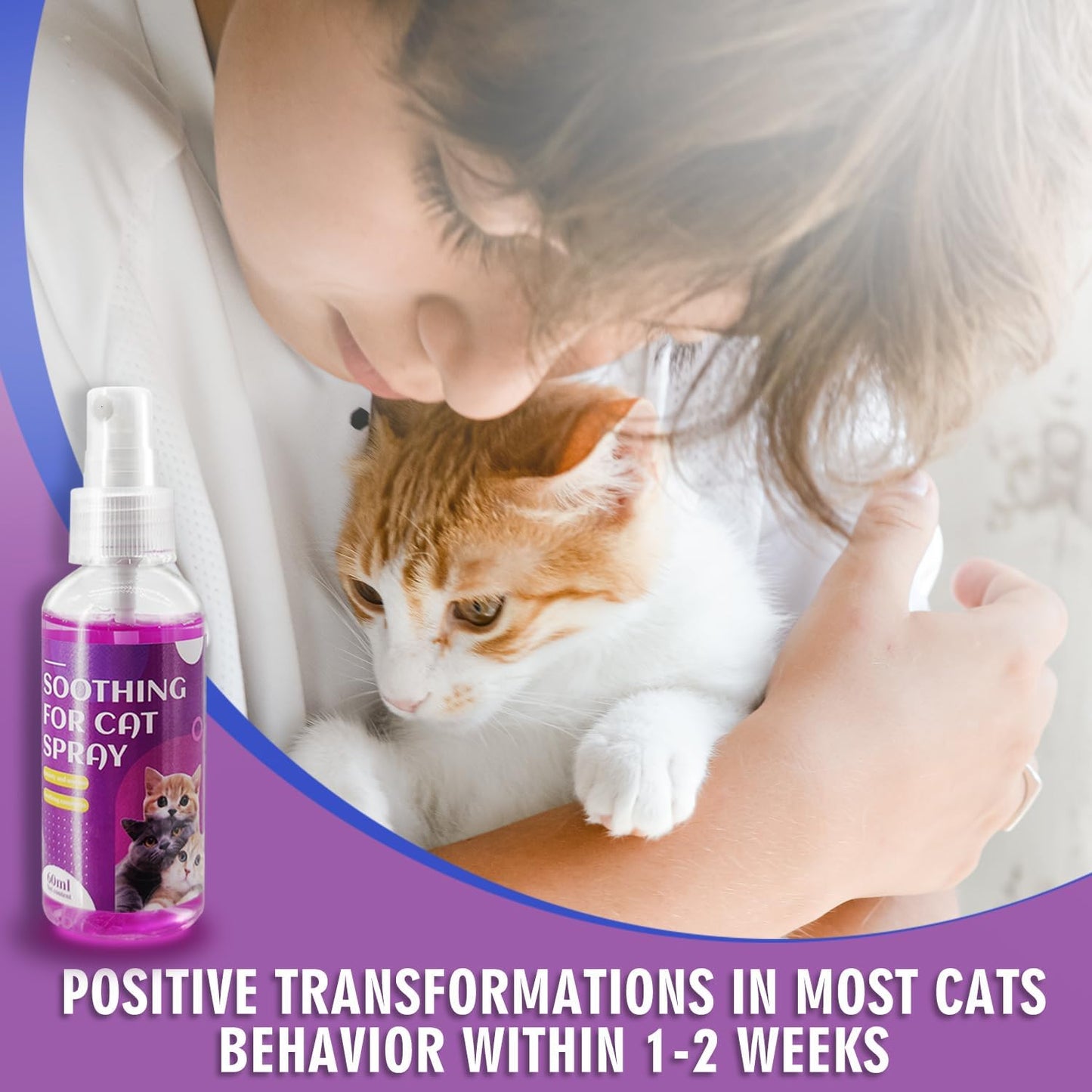 Cat Calming Spray, Natural Calming Solution for Cats Cat Pheromone Calming Spray, Reduce Stress, Anxiety, Scratching, Hiding. Protect Furniture and Floors, Suit For Home, Travel, Vet Visits, 4 PACKS