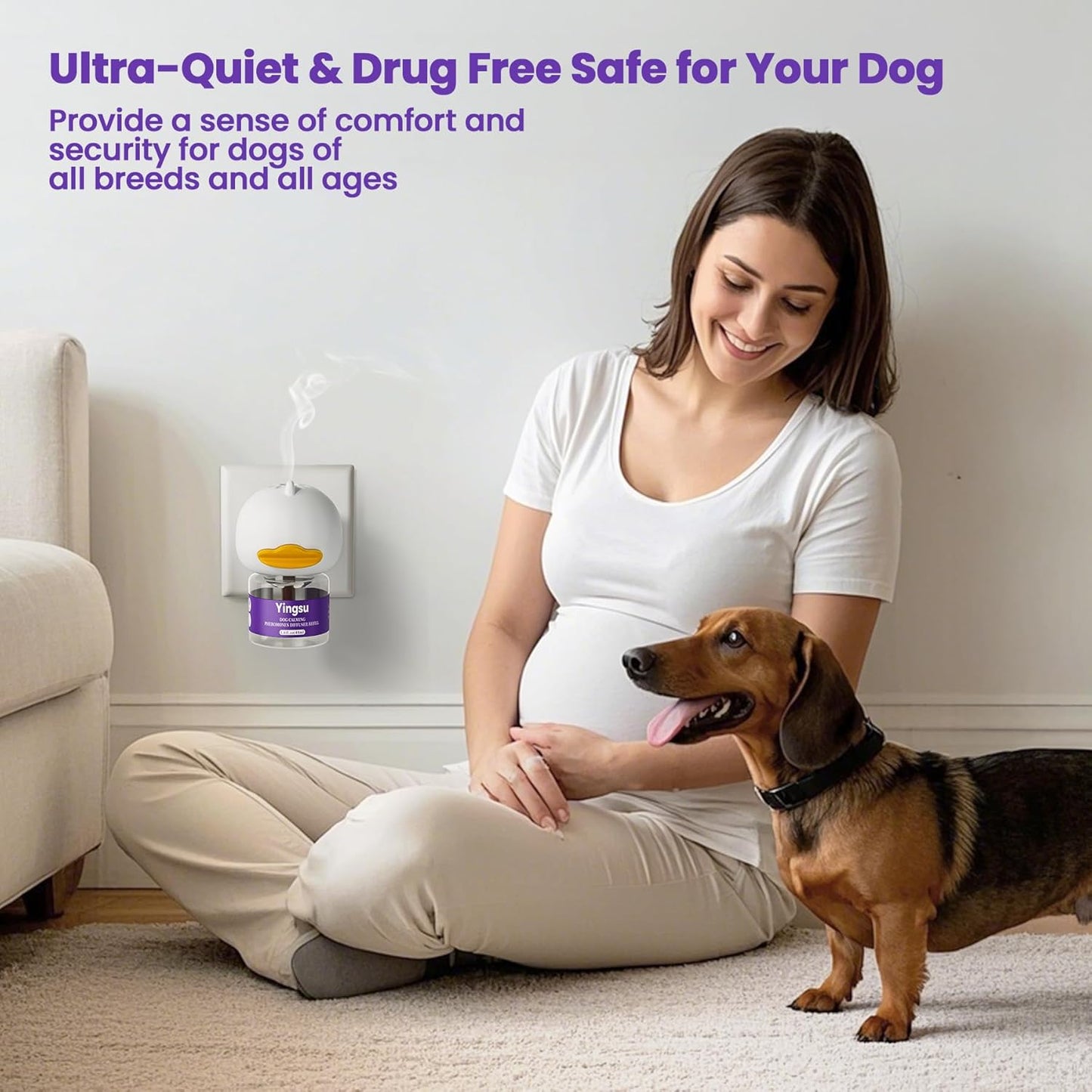 Dog Calming Diffuser, 6 in 1 Puppy Pheromones Calming Diffuse, 2 Diffuser 4 Refill(48ml)