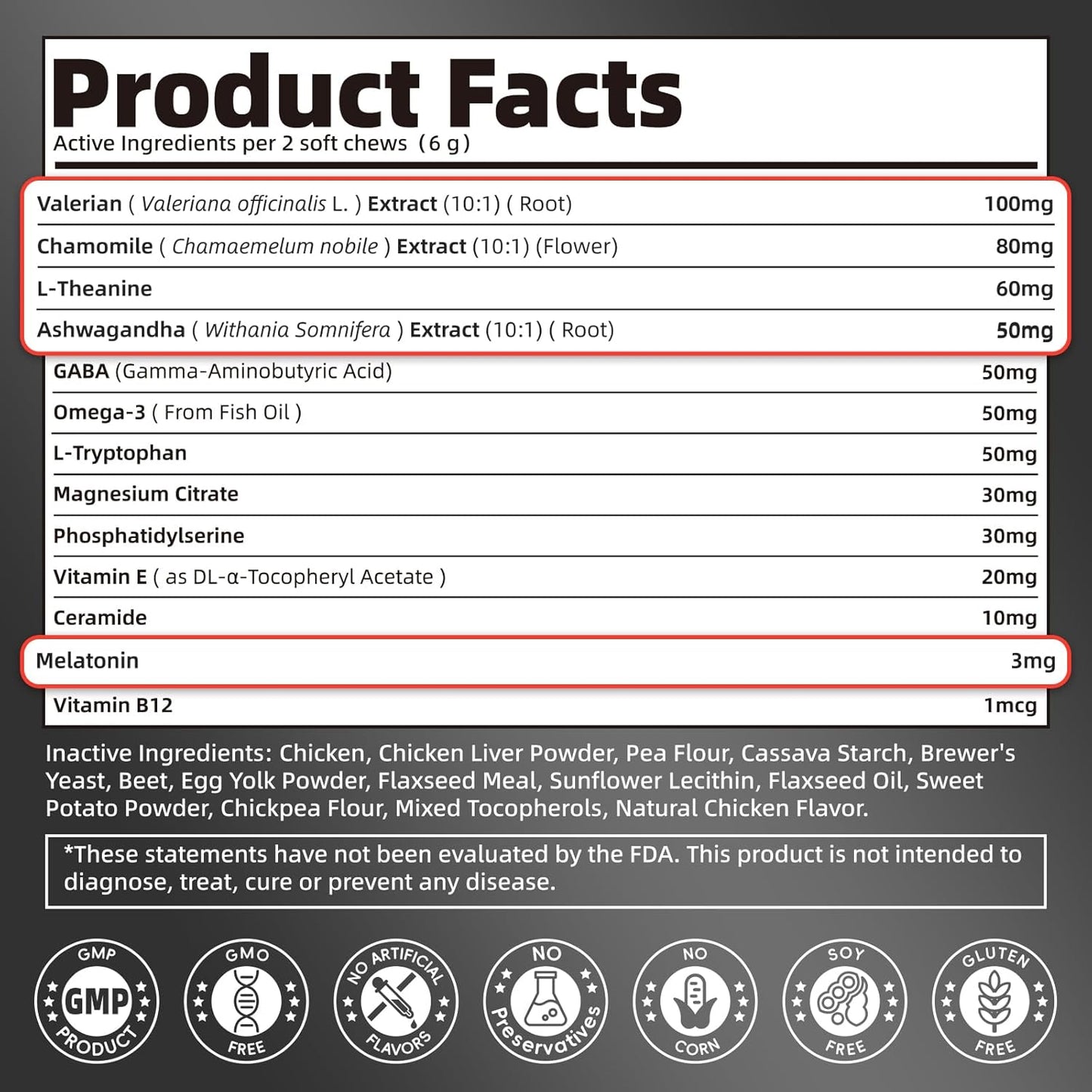 Melatonin for Dogs, Calming Chews with Valerian Root Chicken Flavor, 90Ct