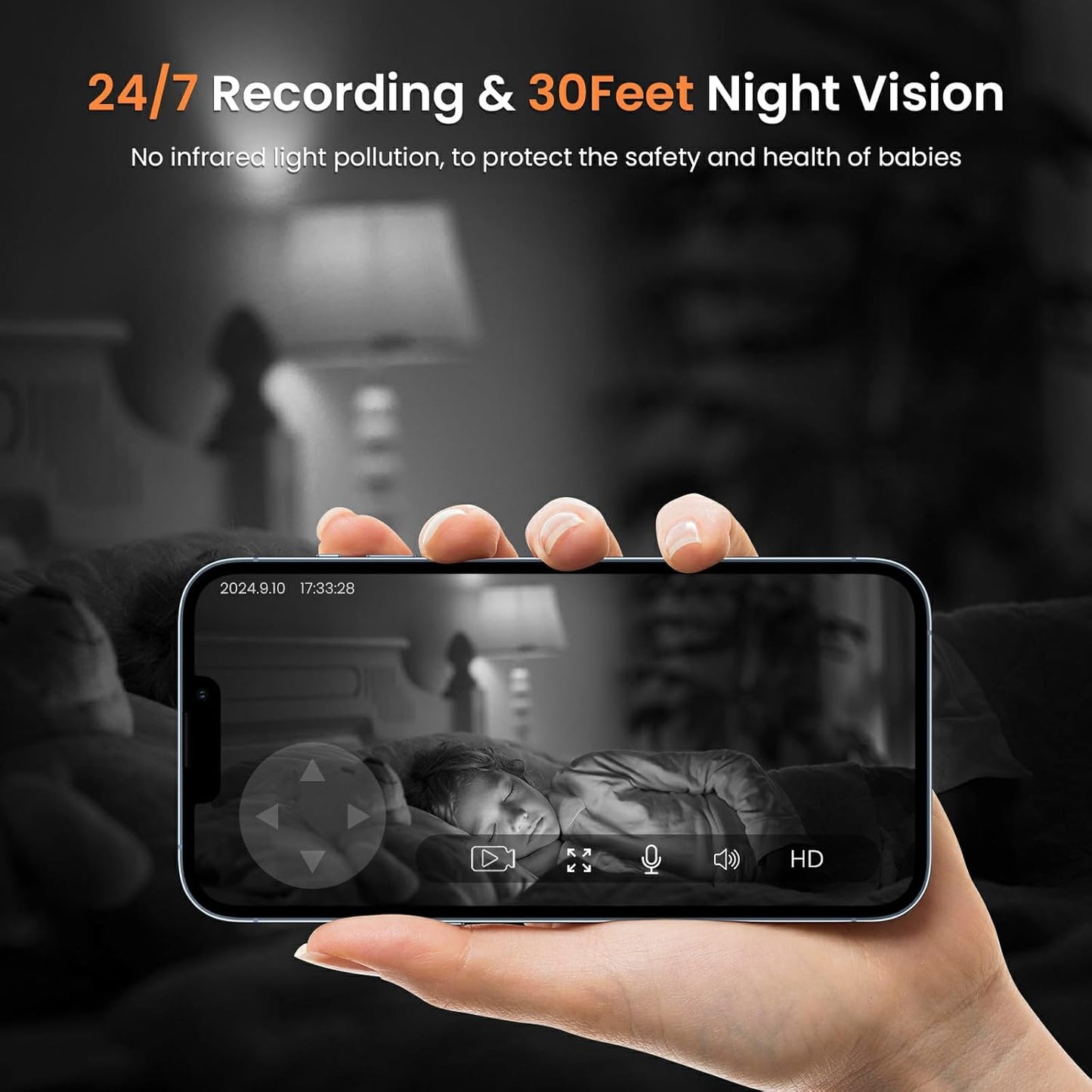 Indoor Camera for Home Security Dog Camera 360°, Pet Cameras with Pan&Tilt, Night Vision, Motion Detection, 2.4GHz WiFi