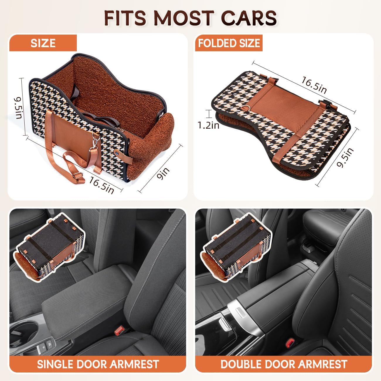 CAVOYO Dog Car Seat for Small Dogs, 2-in-1 Convertible Pet Carrier & Car Console Organizer, Waterproof Puppy Travel Seat with Safety Strap, Easy Clean for Cars, Trucks