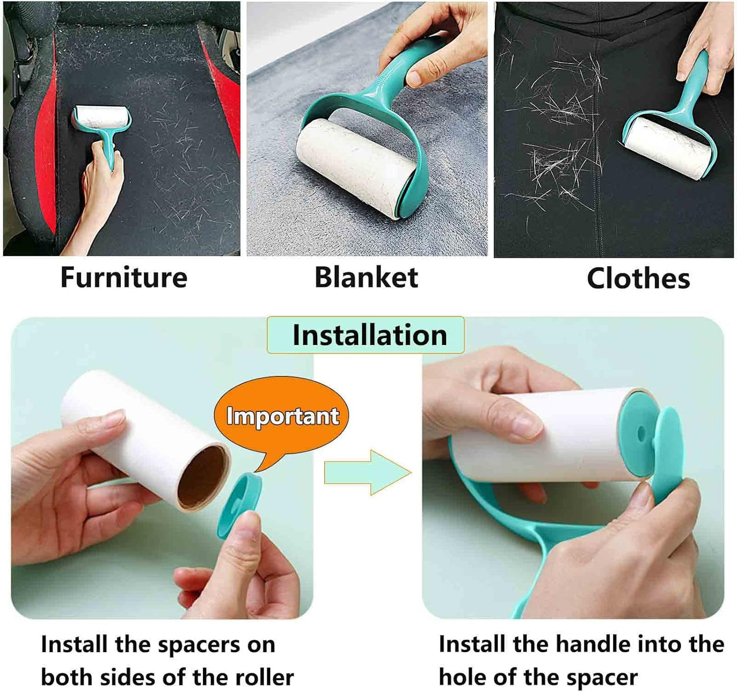 Pet Hair Remover Roller Kit for Dog Cat, Sticky Lint Roller, Dog Lint Remover Brush