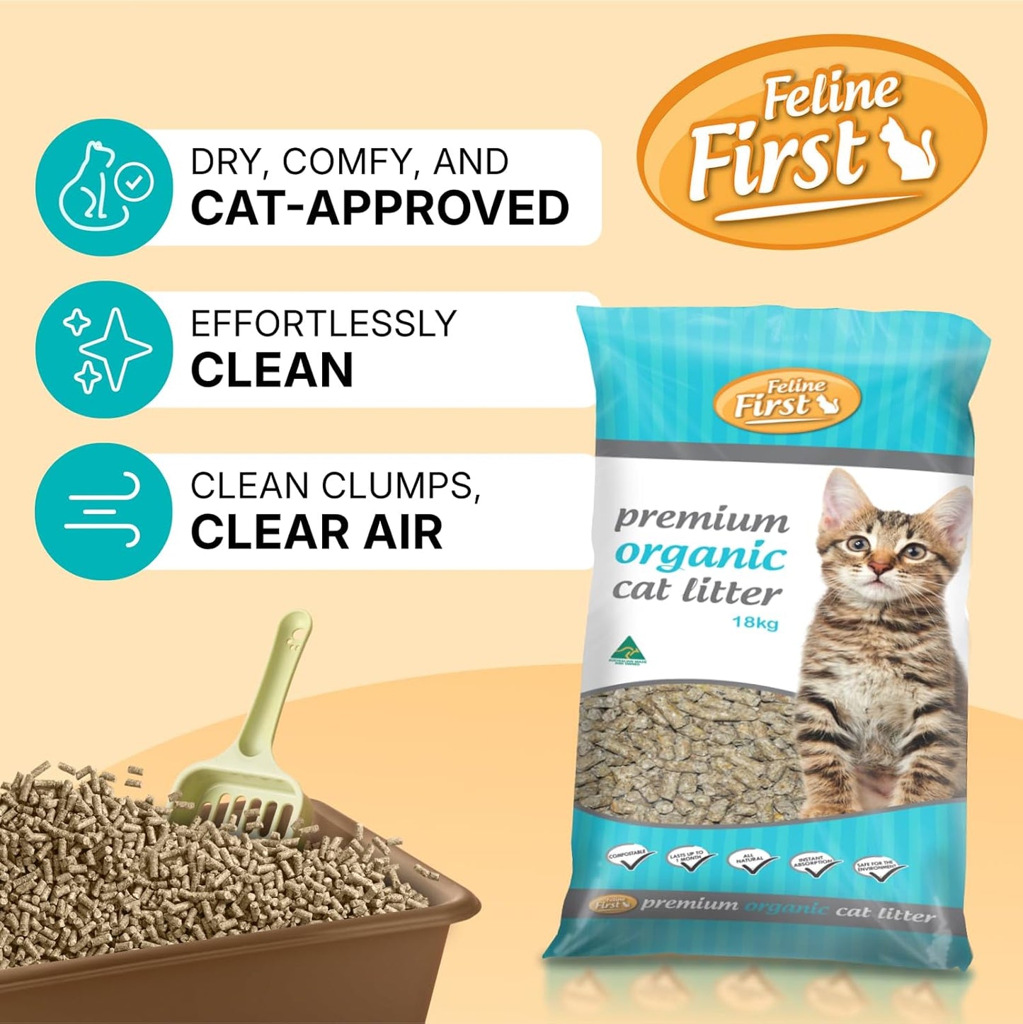 Feline First Premium Organic Cat Litter 18kg