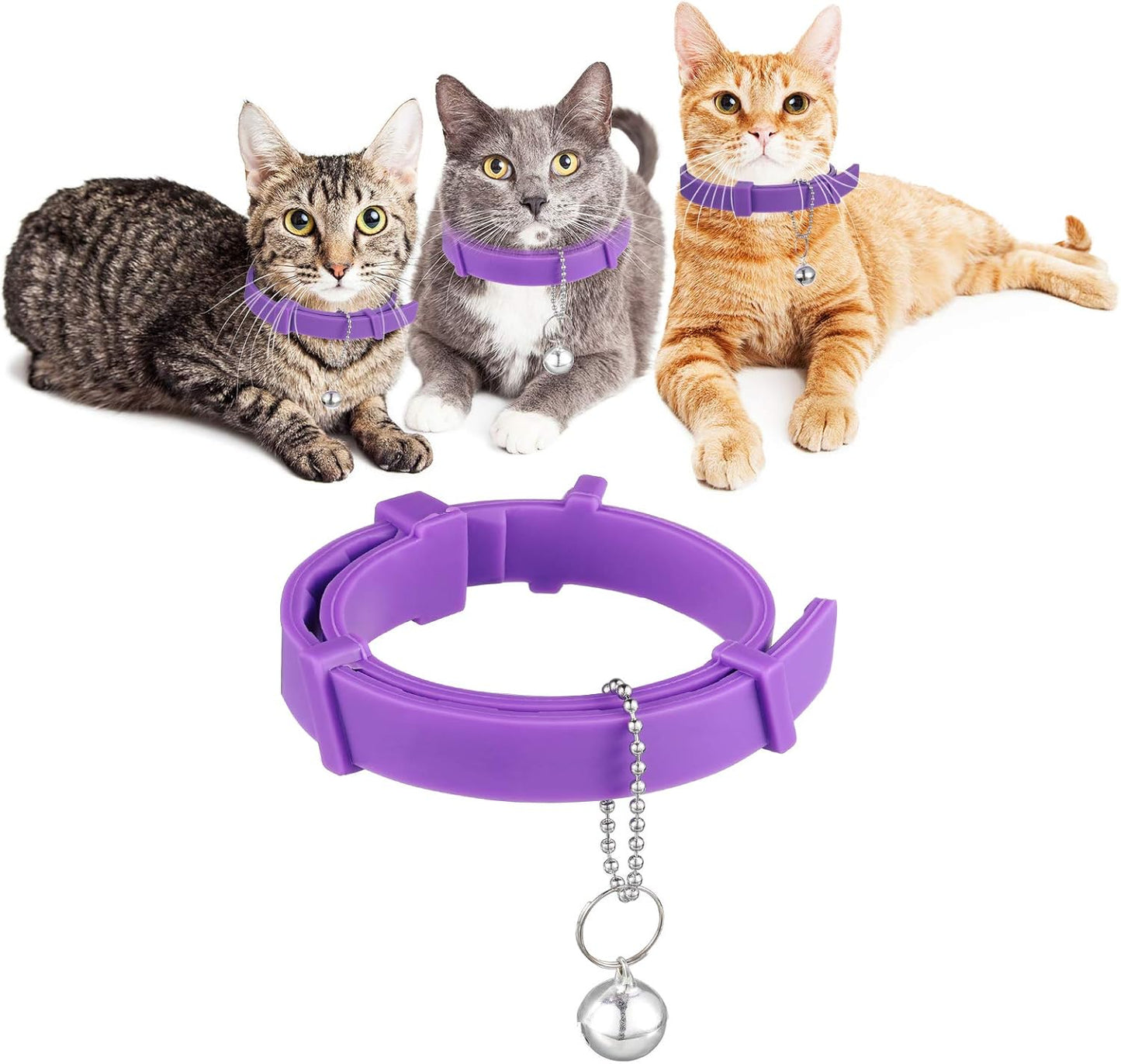 4 Pieces Cat Calming Collars Adjustable Cat Pheromones Calming Collars with 4 Bells