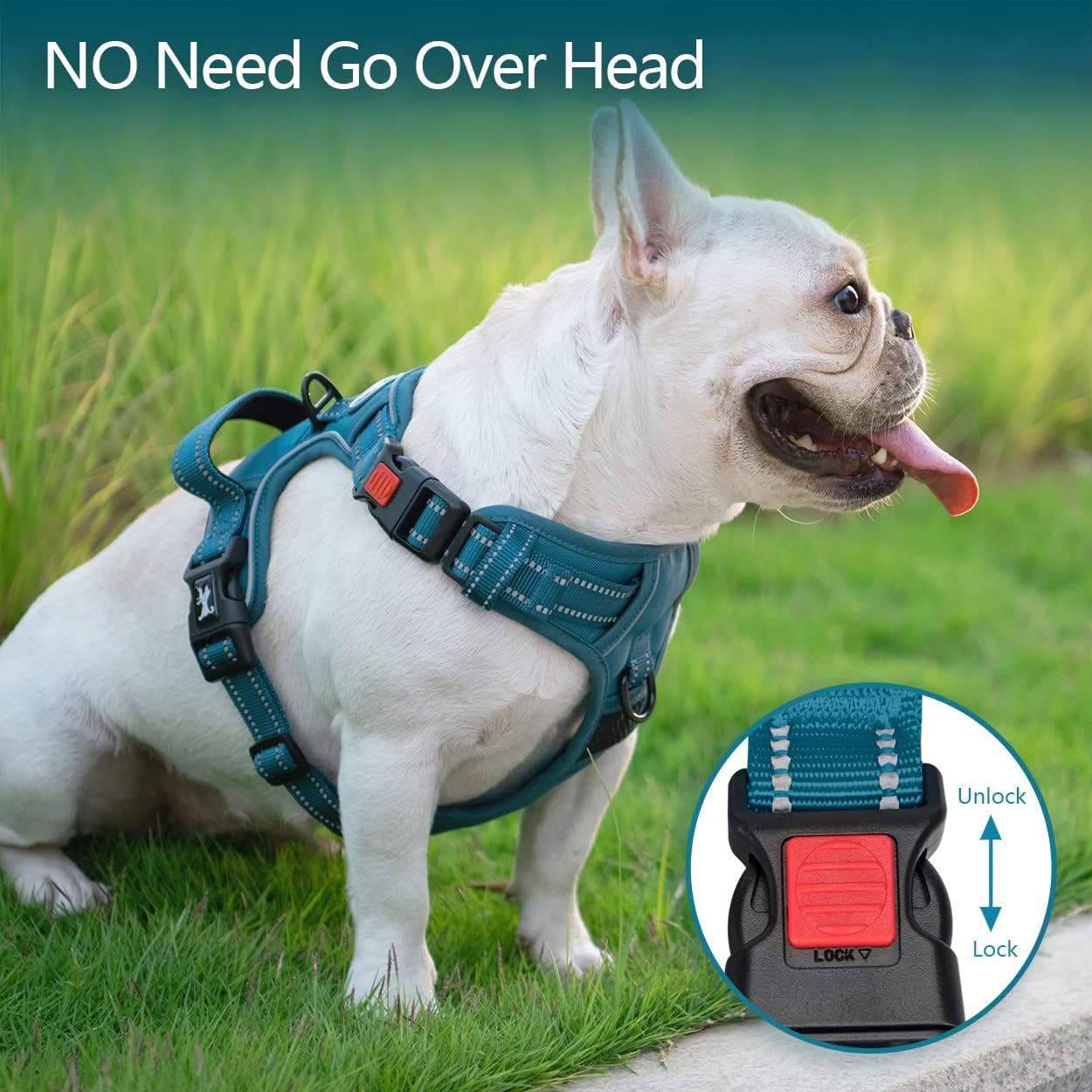 PoyPet No Pull Dog Harness, No Choke Reflective Dog Vest (Tumalo Teal,S)