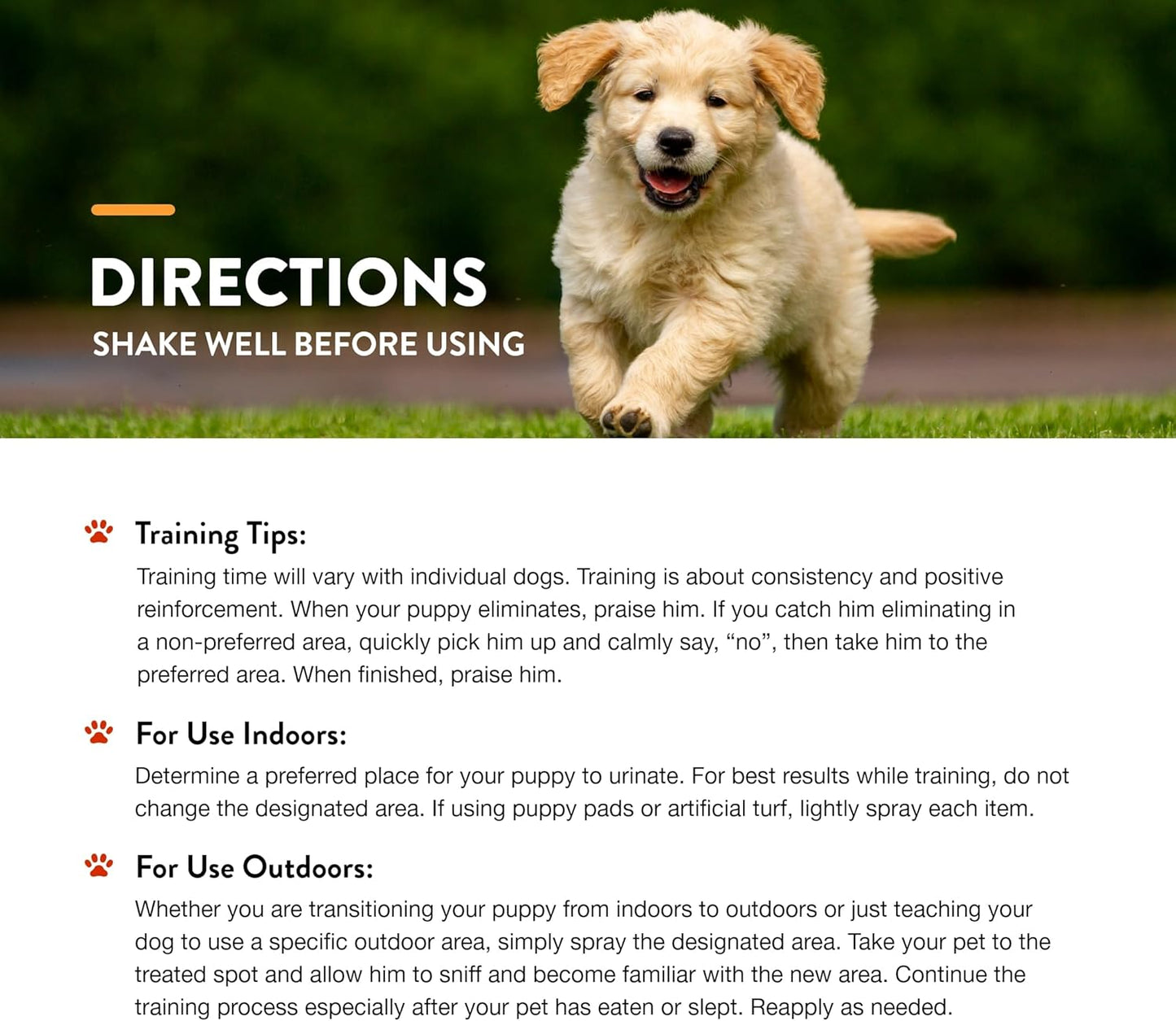 NaturVet POTTY HERE Training Aid Dogs Puppies Outdoor/Indoor Spray - 8oz.