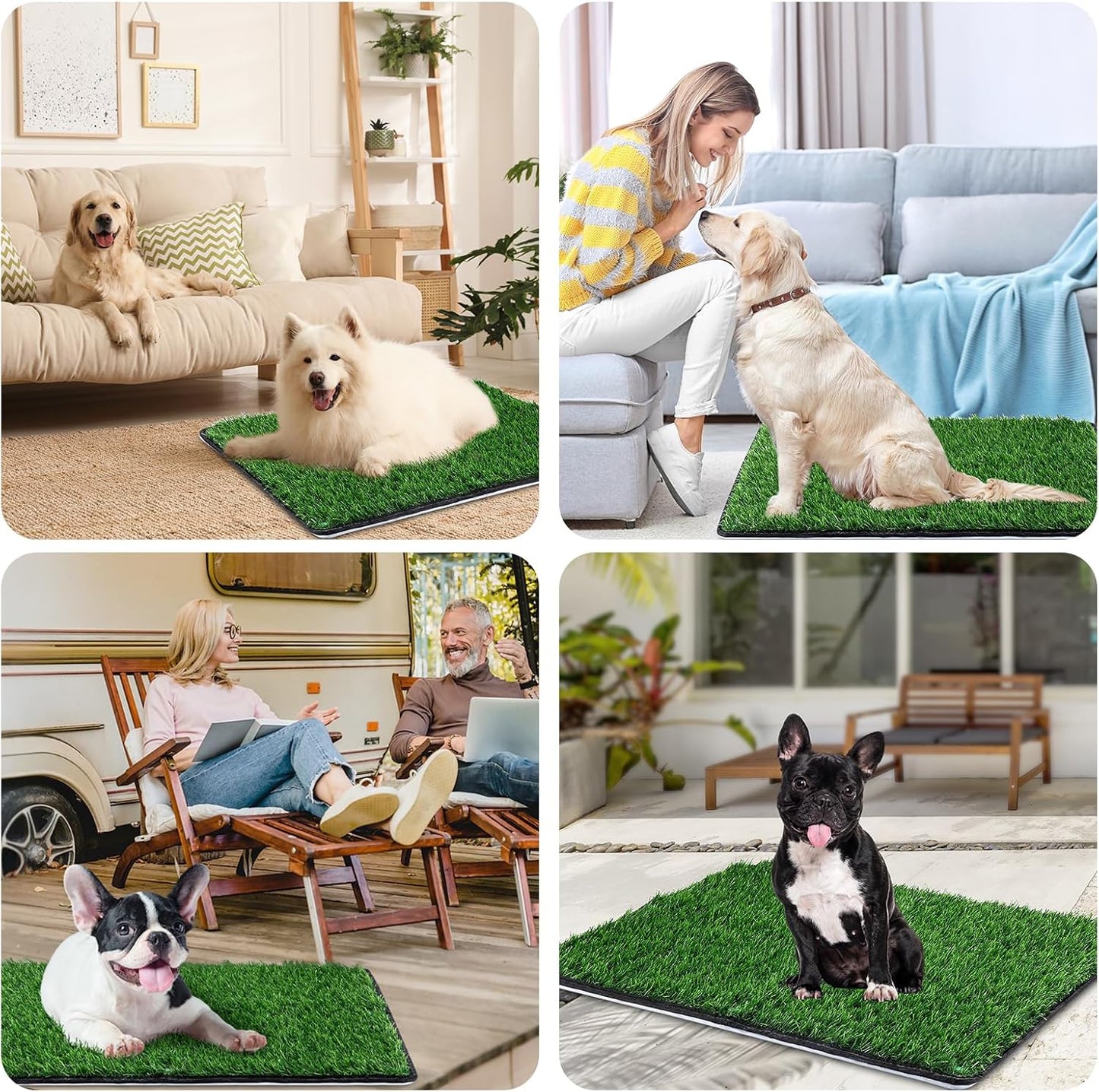 Dog Grass Mat with Pee Pad 20×25", Small Dog Litter Box
