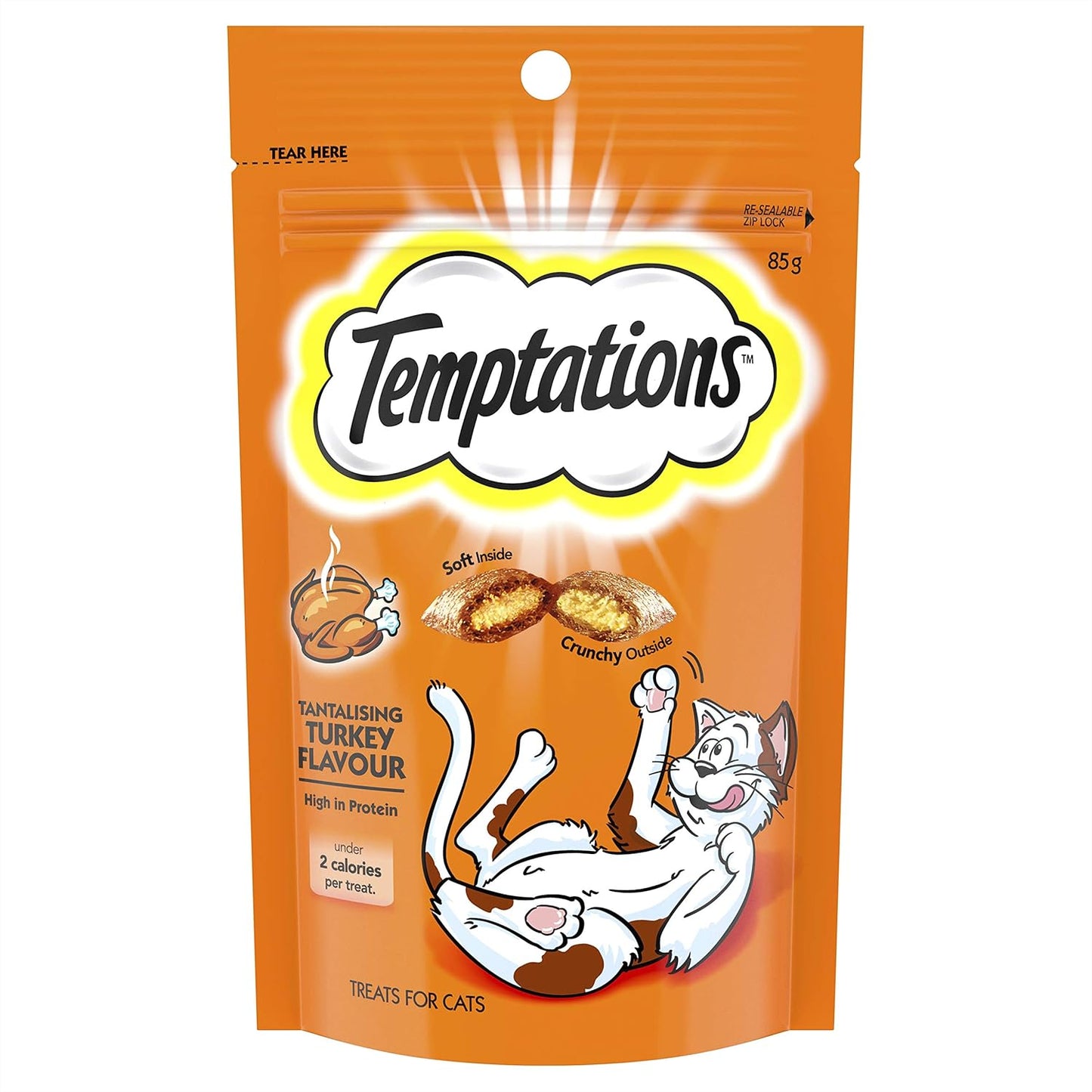 TEMPTATIONS Cat Treats Tantalising Turkey Flavour 85g, 6 Pack