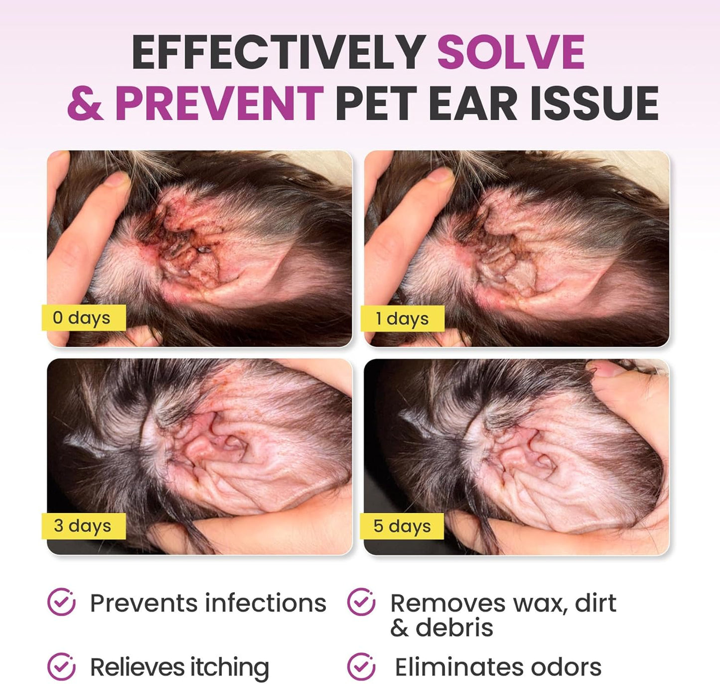 Pet Ear Cleaning Finger Wipes for Dogs & Cats - Dog Ear Cleaner with Aloe, Coconut Oil & Ginseng - Finger Dog Ear Wipes to Relieve Ear Itching, Infections, Wax & Smelly Ears - 50 Ct - Coconut Scent