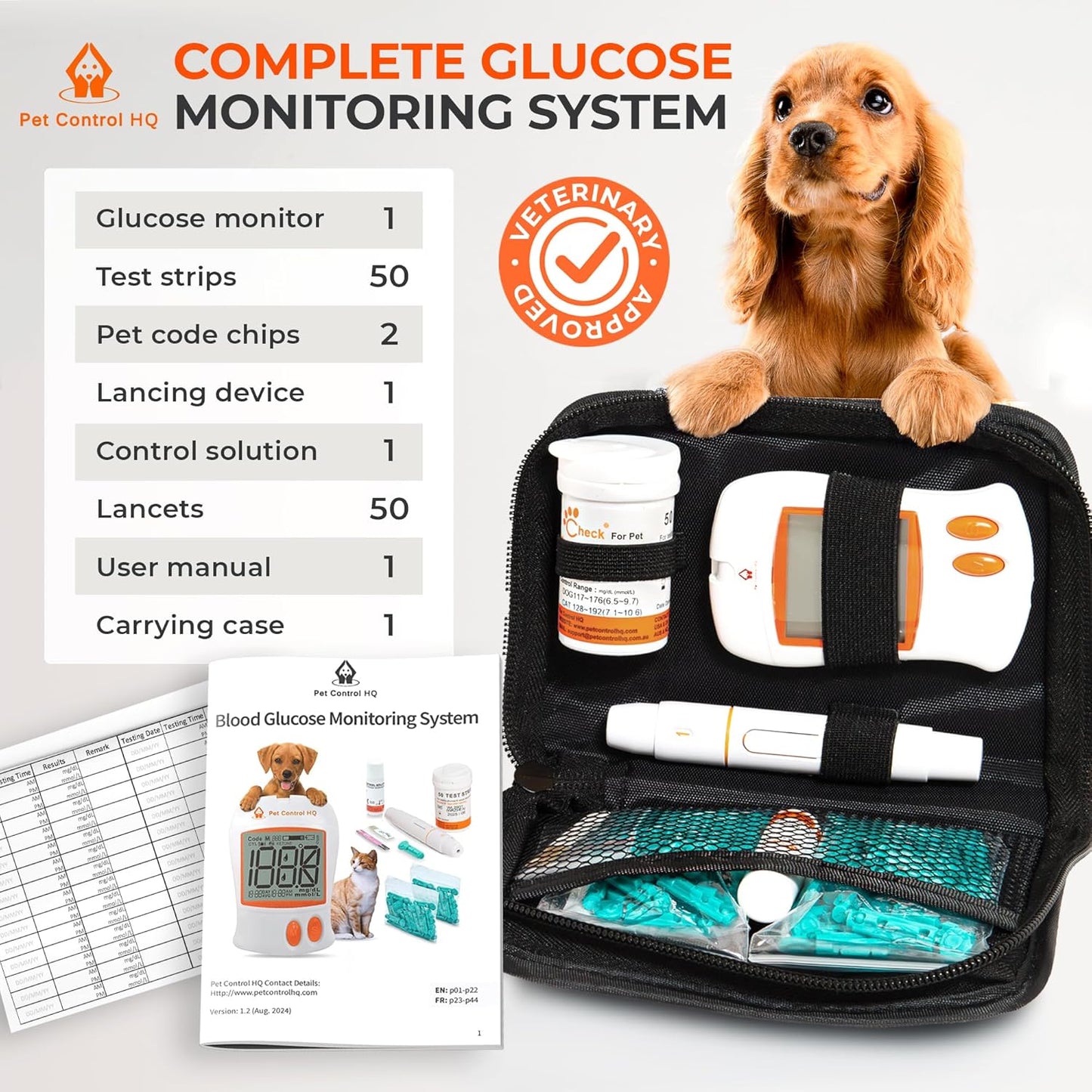 Blood Sugar Glucose Monitor System for Dogs and Cats - Pet Glucose Monitoring Kit