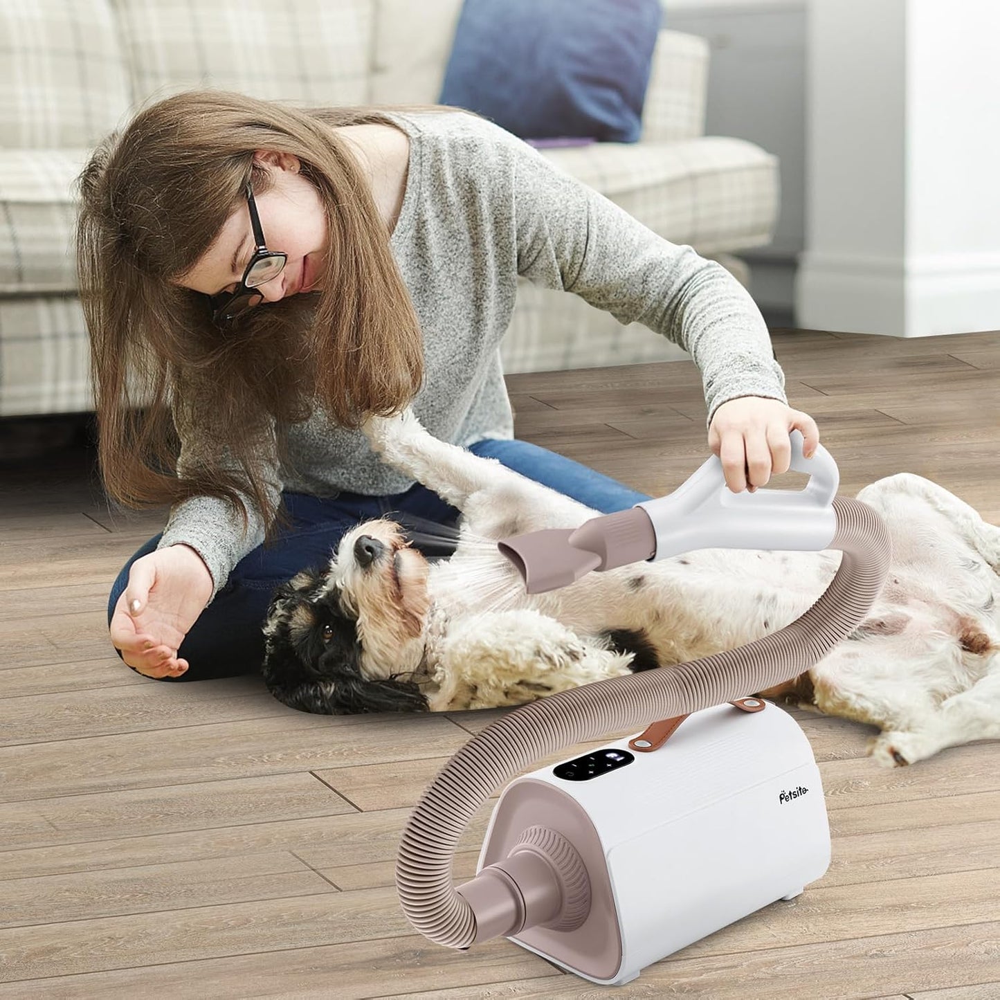 Costway Dog Dryer, Dog Cat Hair Blower with Negative Ion Function, Adjustable Temperature & Airflow