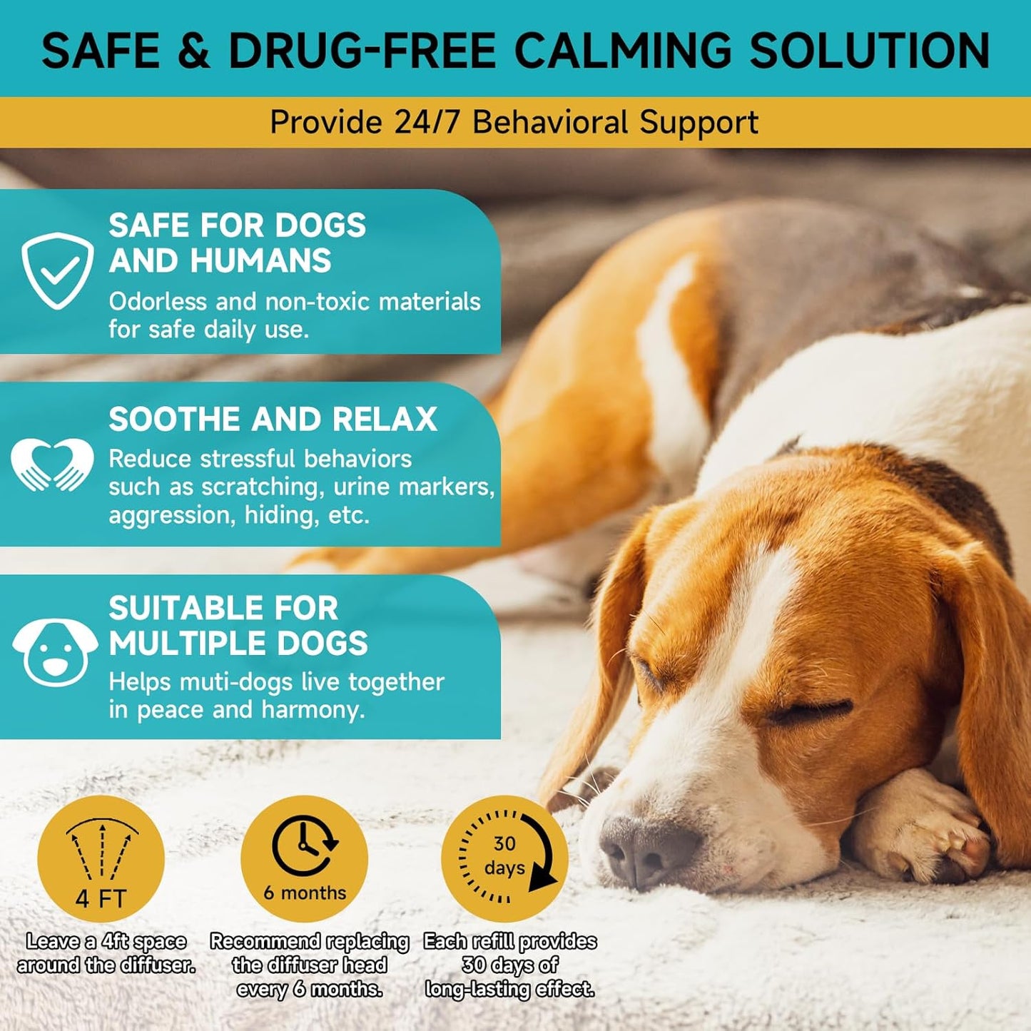Dog Calming Diffuser Refills - 6 Pack Dog Pheromones Calming Diffuser for Dog Anxiety Relief