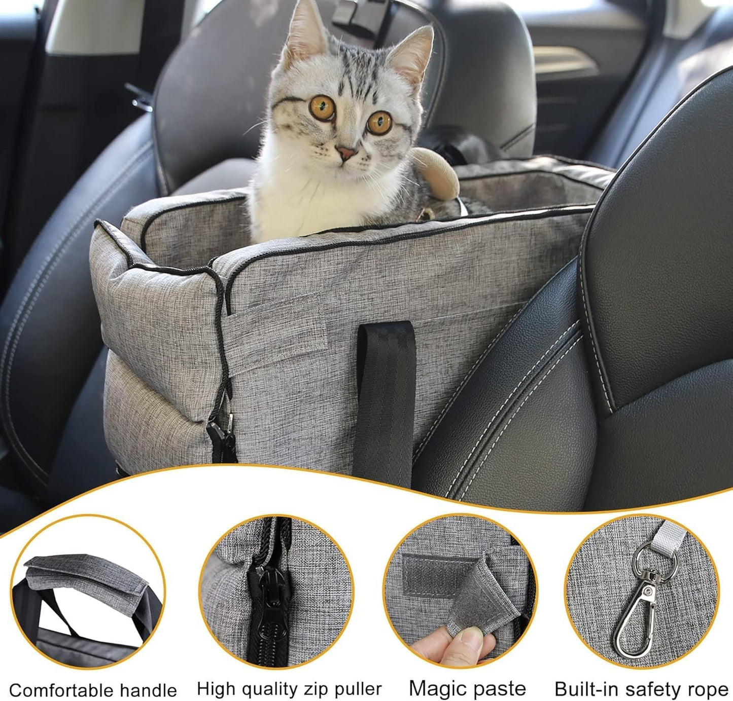 Anfower Center Console Dog Car Seat, Dog Car Seats for Small Dogs 0-15lbs