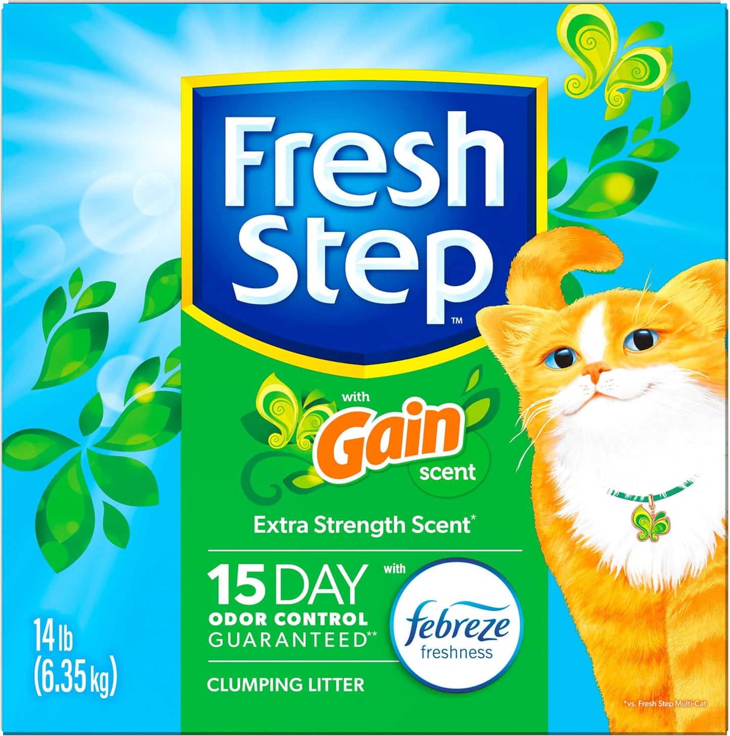 Fresh Step Clumping Cat Litter with Febreze Gain Scent, Long Lasting 14 lb
