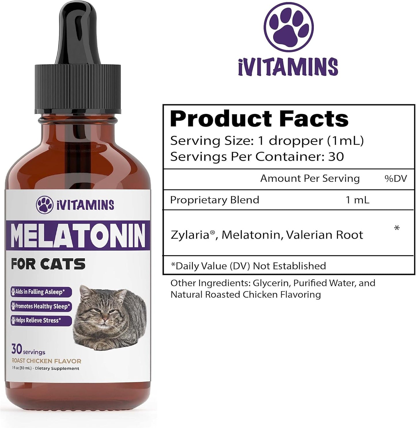 Melatonin for Cats | Supports Healthy, Restful Sleep for Your Cat | Cat Stress Relief | 1 fl oz
