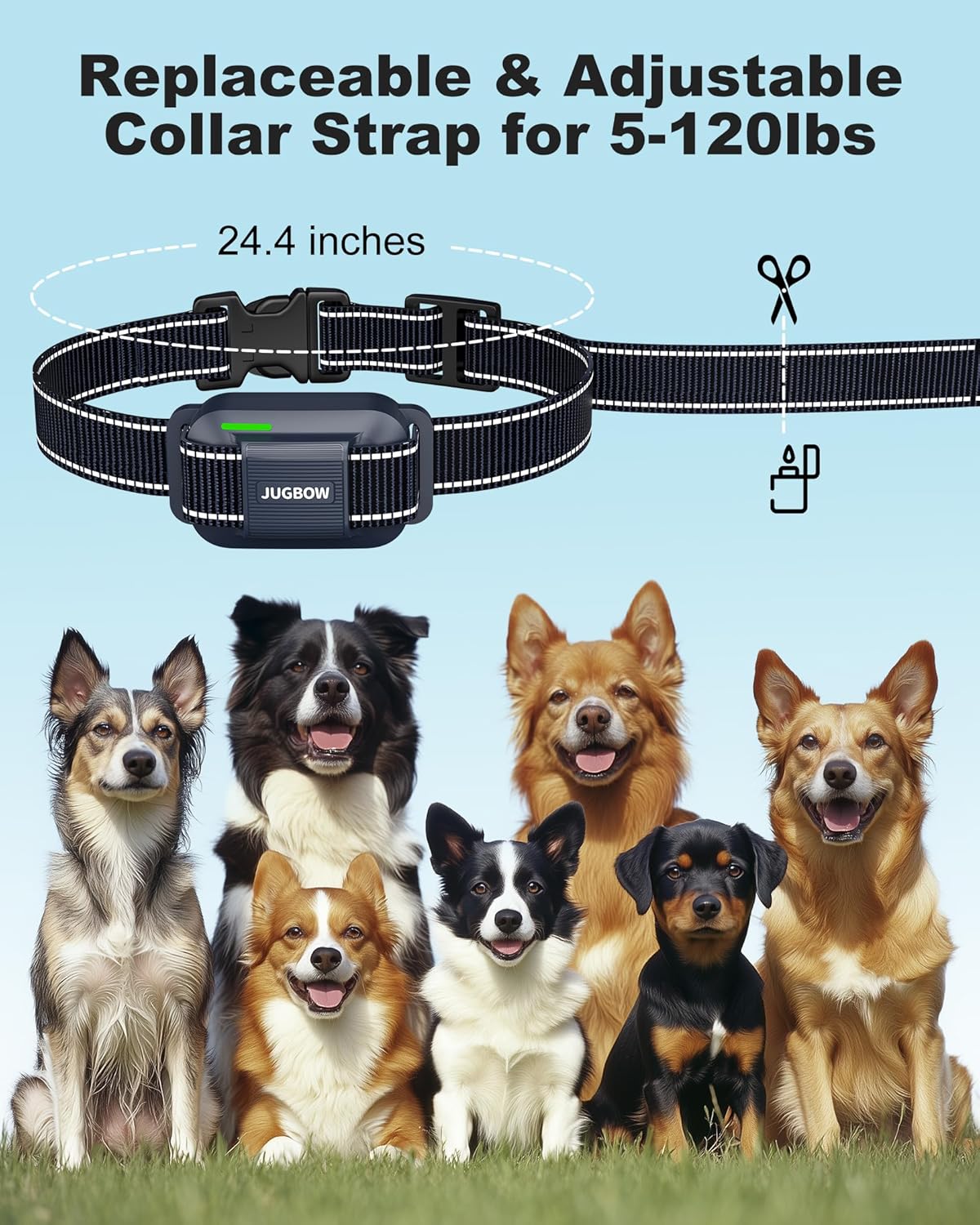 Jugbow Dog Shock Collar - 4200FT Dog Training Collar with Remote for 5-120lbs Small Medium Large Dogs