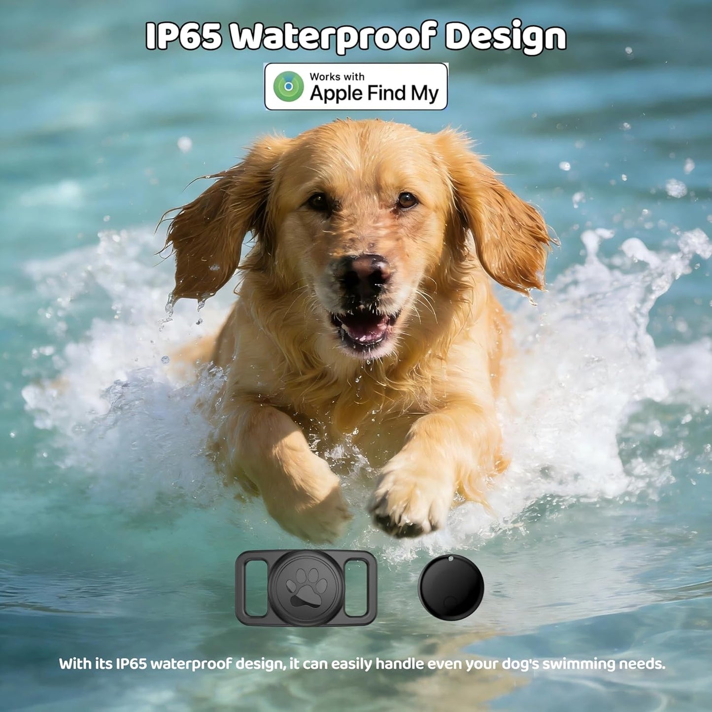 Pet Tracker,GPS Collar for Dogs (iOS Only) Smart tag,Waterproof Compatible with Apple Find My,No Monthly Fee,Advanced Tracking