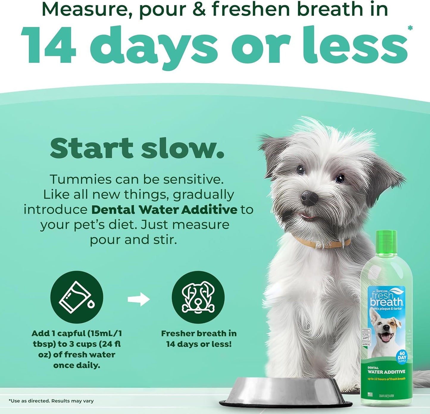 TropiClean Fresh Breath Water Additive for Dogs, Dog Breath Freshener and Teeth Cleaning Solution, No Toothpaste or Toothbrush Required, 33.8oz. Visit the TropiClean Store