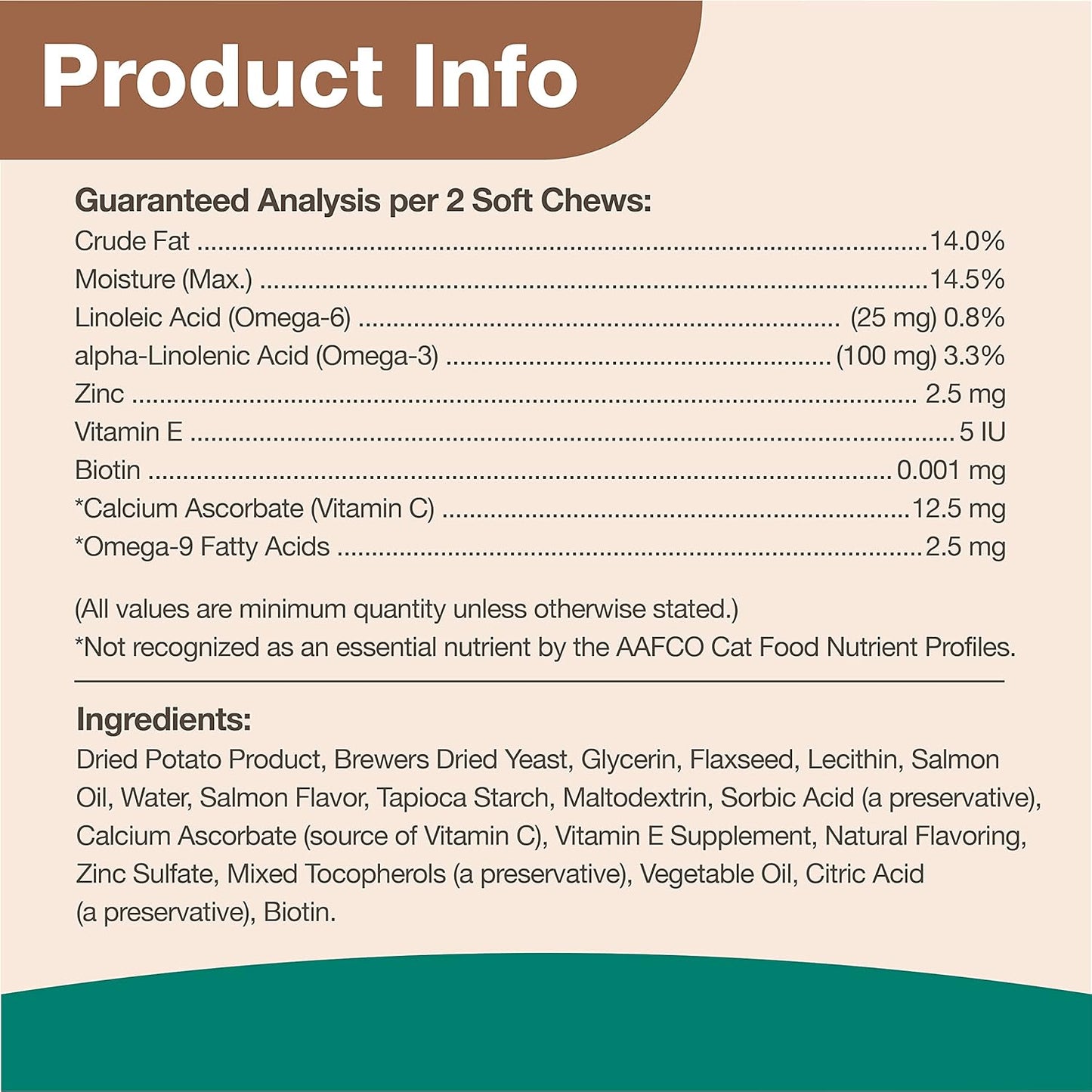 NaturVet – Skin & Coat Plus Omegas for Cats – 60 Soft Chews | 90 g, 60 Count ,Multripack