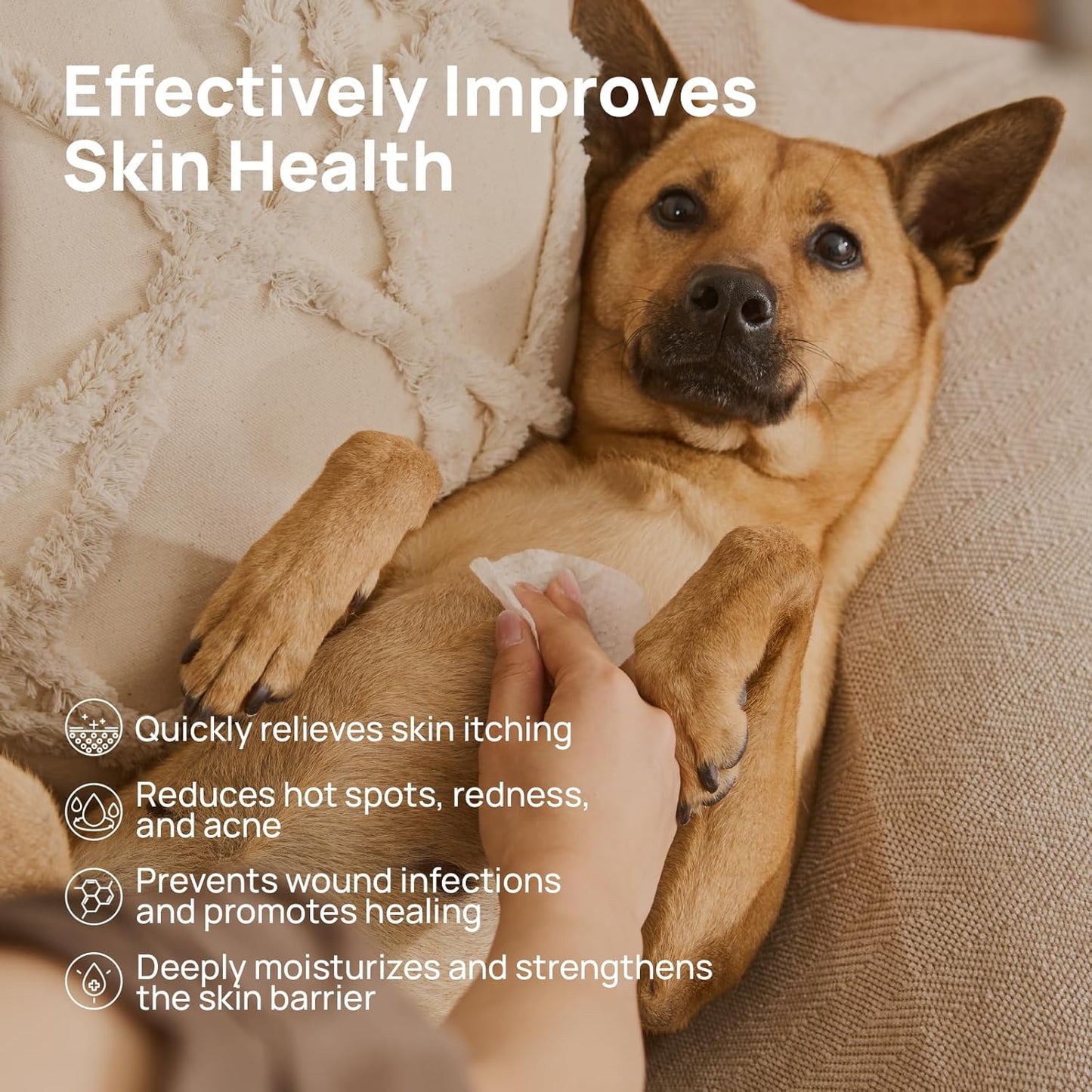 HICC PET Itch Relief Wipes for Dogs & Cats, Rapidly Relieves Itching- 100 Count-Made In USA