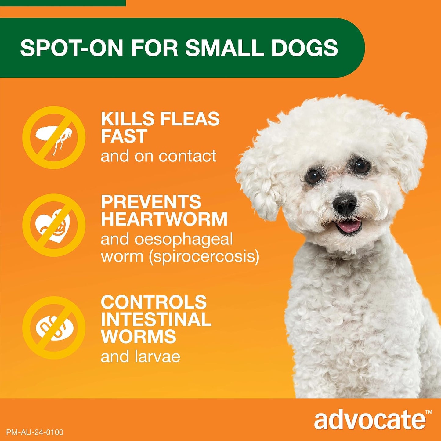 Advocate Dog, Monthly Spot-On Protection from Fleas, Heartworm & Worms, Three Pack Flea Treatment for Puppies & Small Dogs up to 4 kg, 3 Pack