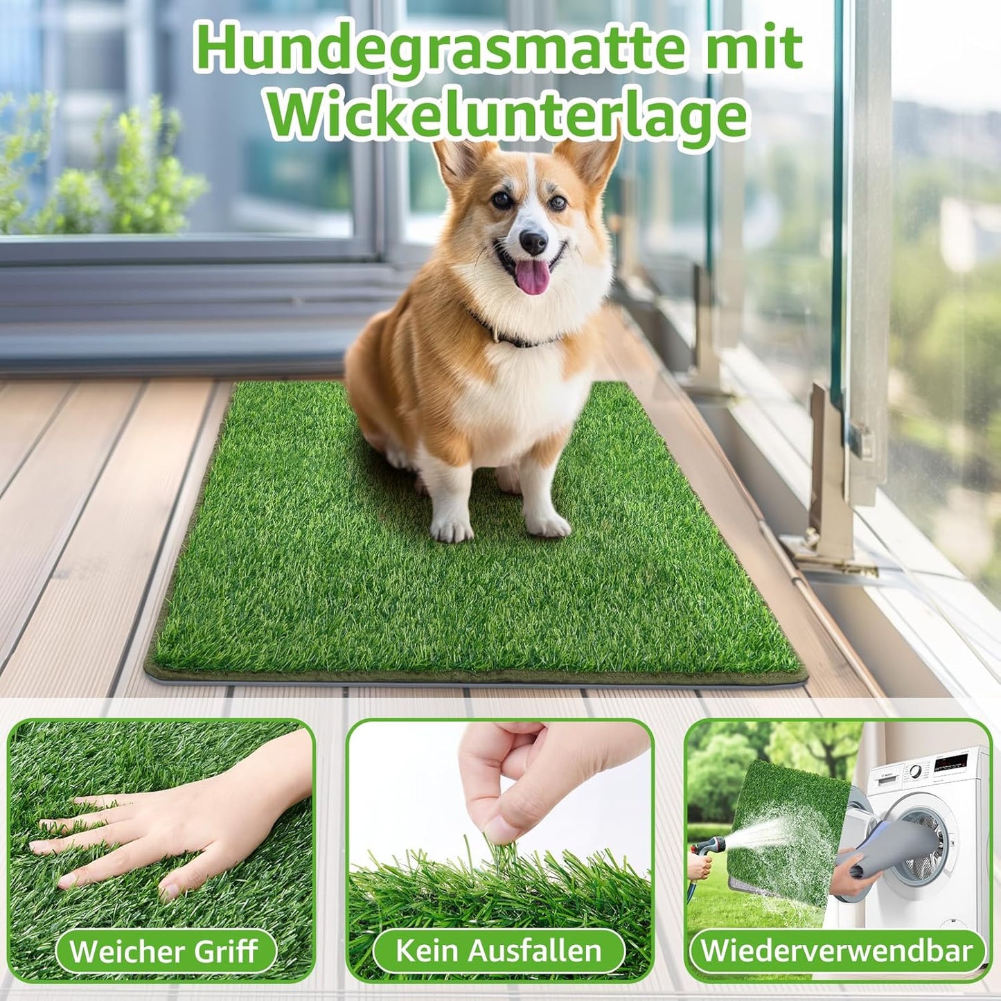 Reusable Dog Toilet, High Permeability Artificial Grass Dog Toilet with Washable Puppy Mat, Puppy Toilet for Home or Apartment