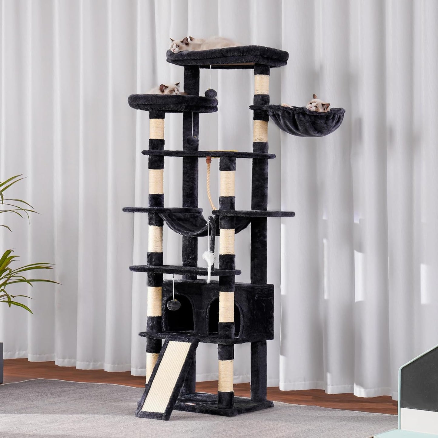 Heybly Tall Cat Tree,78 inch Multi-Level Cat Tower for Indoor Cats