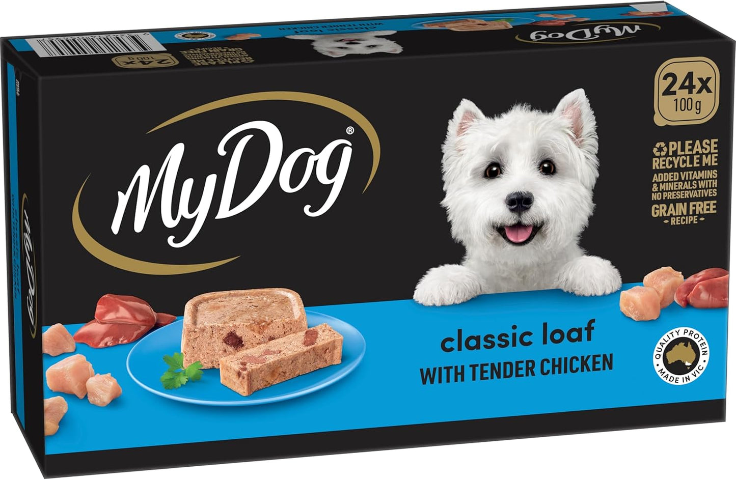 Adult Wet Dog Food Classic Loaf with Tender Chicken 24 x 100g Trays