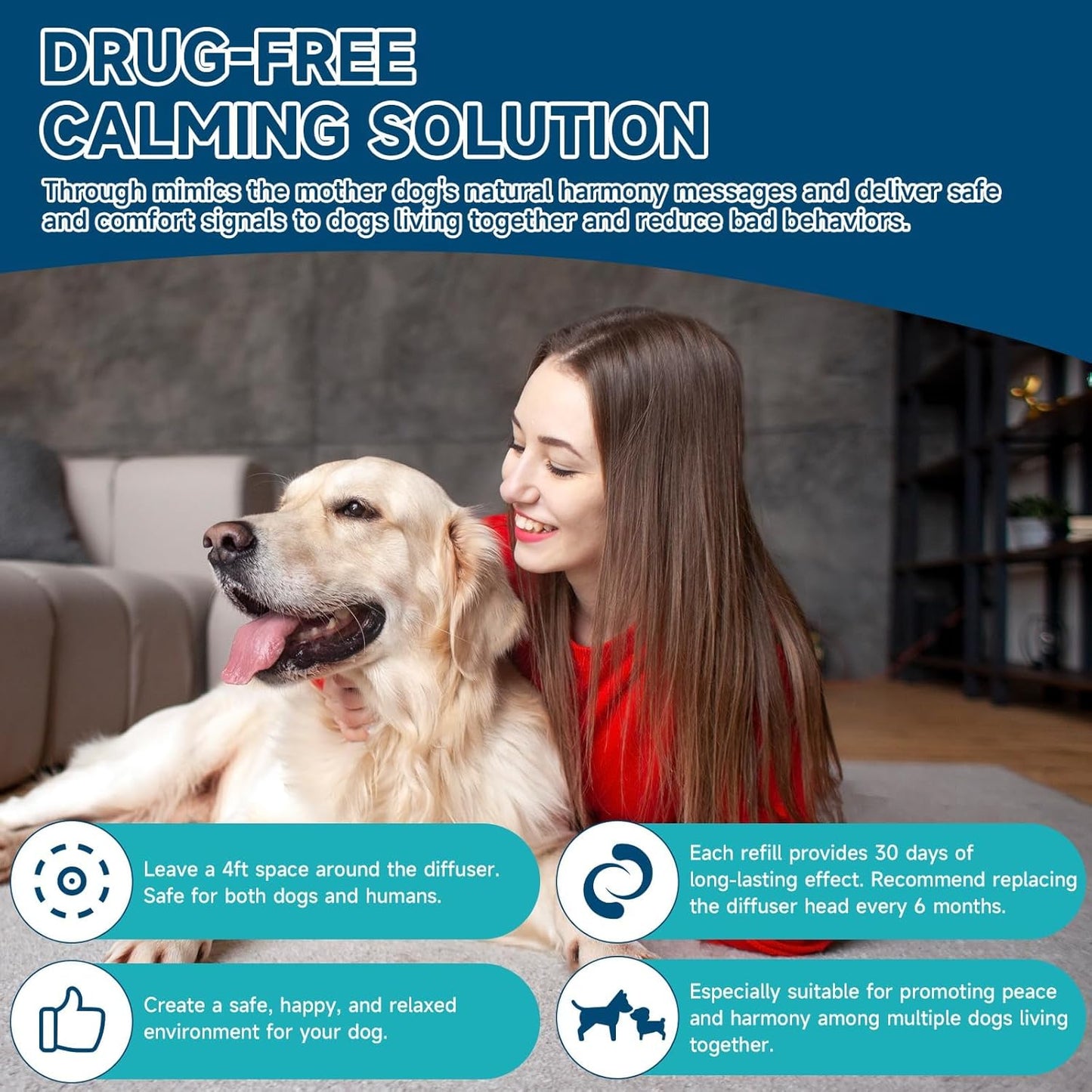 VICSOM 6-in-1 Calming Plug-in for Dogs with 2 Diffuser + 4 Refills