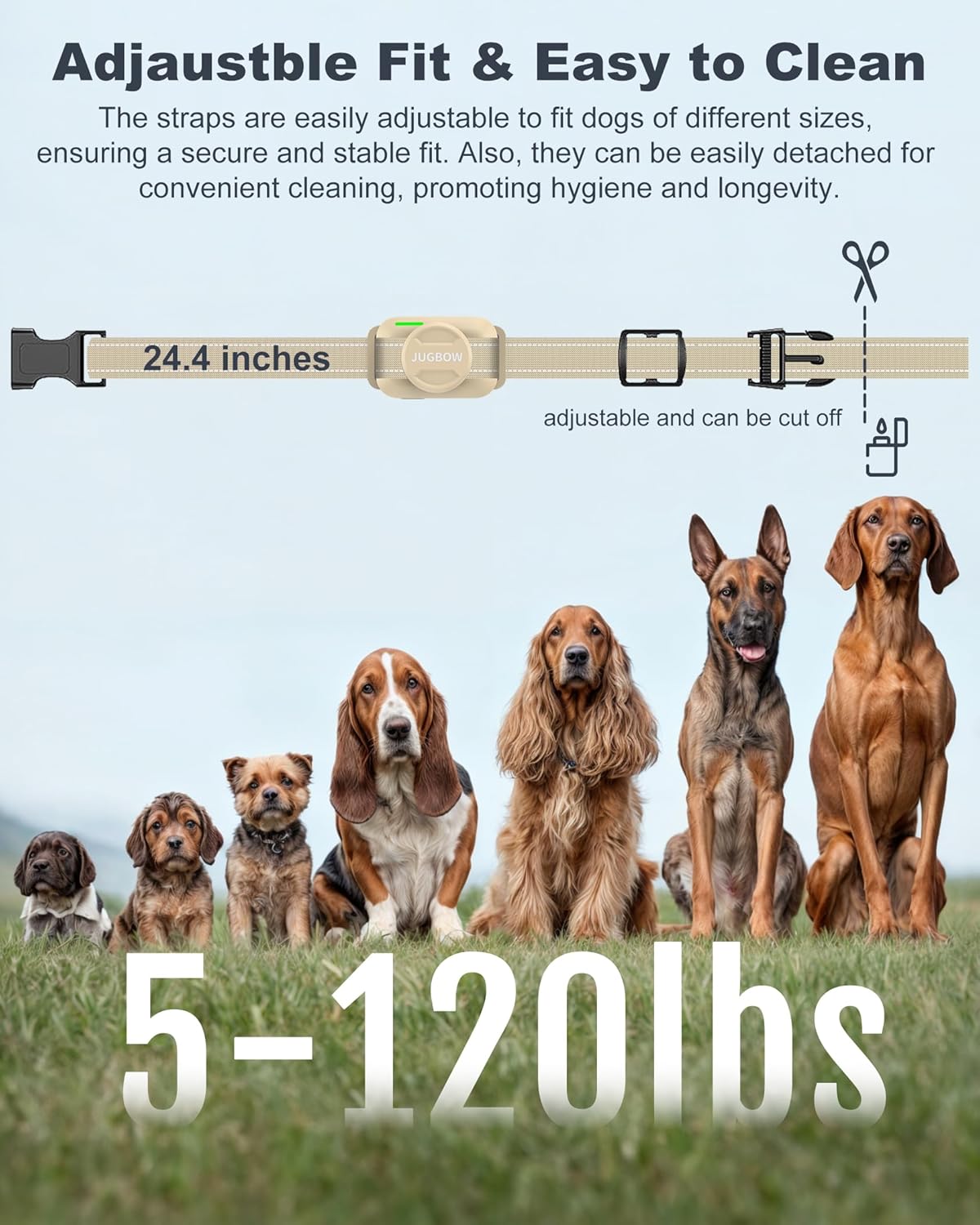 Jugbow Dog Shock Collar - 4200FT Dog Training Collar with Remote for 5-120 lb Large