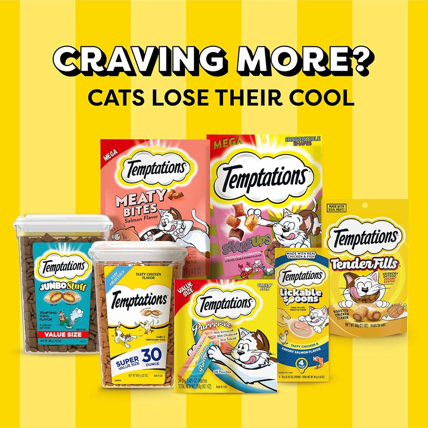 TEMPTATIONS Classic Crunchy and Soft Cat Treats Seafood Medley Flavor, 30 oz. Tub