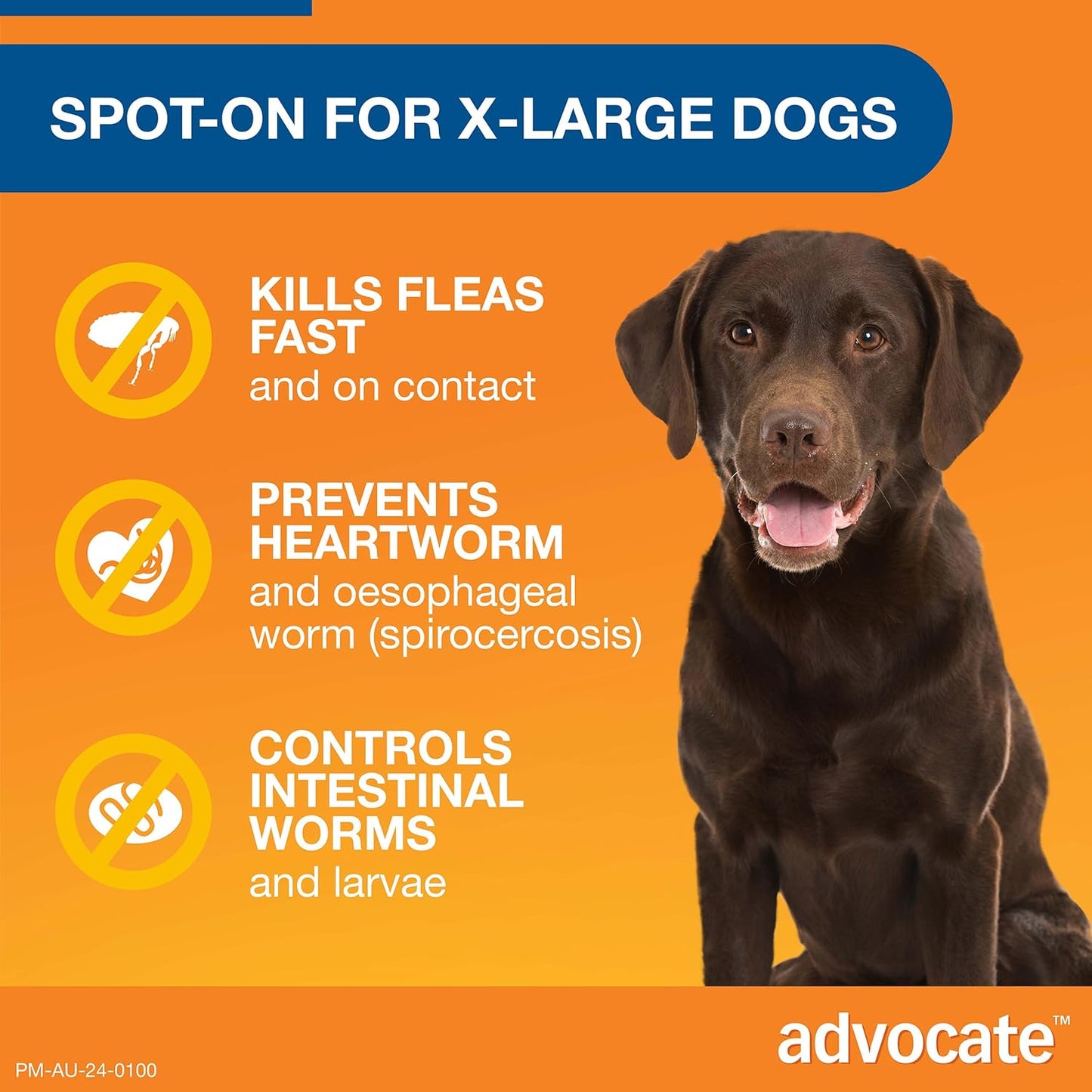 Advocate Dog, Monthly Spot-On Protection from Fleas, Heartworm and Worms, Three Pack Flea Treatment for XL Dogs Over 25 kg, 3 Pack