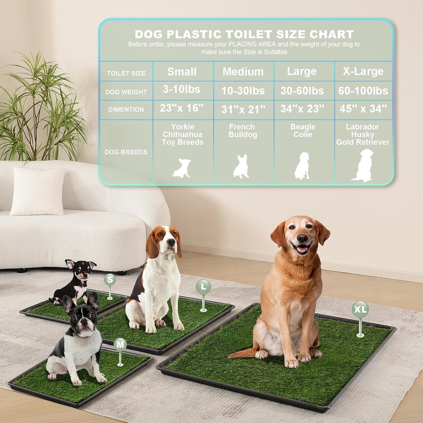 HQ4US 4LEGS Dog Grass Pad with Tray Large 34’’×23’’