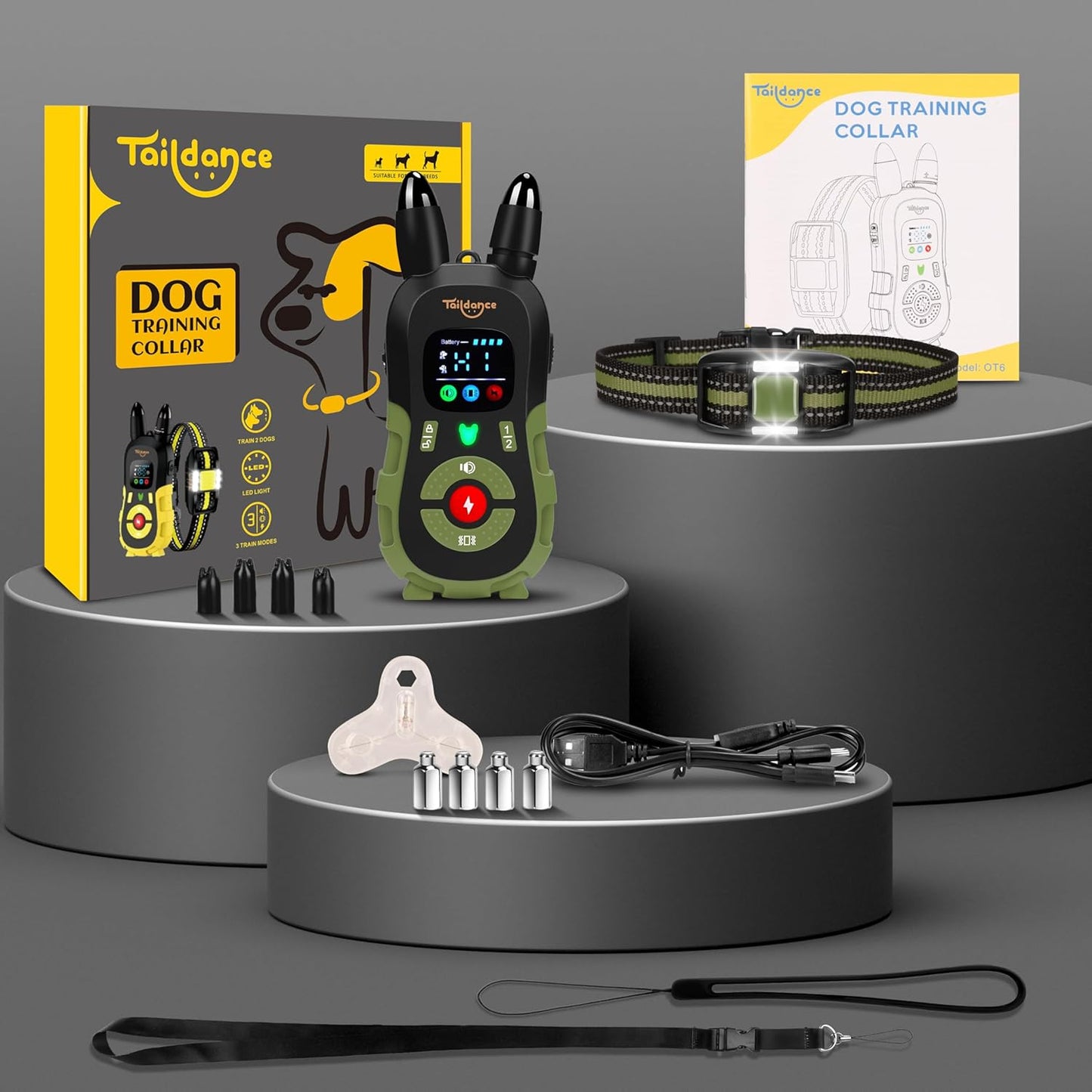 2025 New, Dog Shock Collar with Remote Control (15-150lbs) and Flashing Night Light