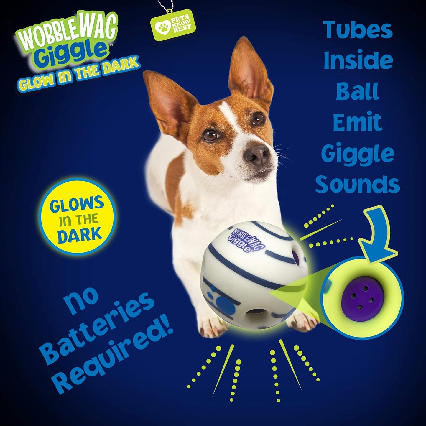 Wobble Wag Giggle Ball - Interactive Glow in The Dark Dog Toy, Giggle Sounds Keeps Dogs Busy and Entertained for Self Play, Pets Know Best